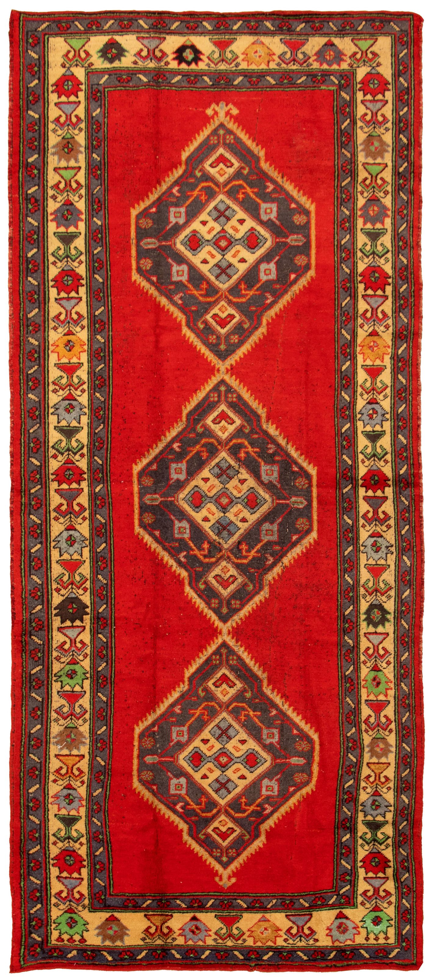 Vintage Hand-knotted Runner Rug 4’10” x 11’3″ Traditional Oriental Wool Carpet