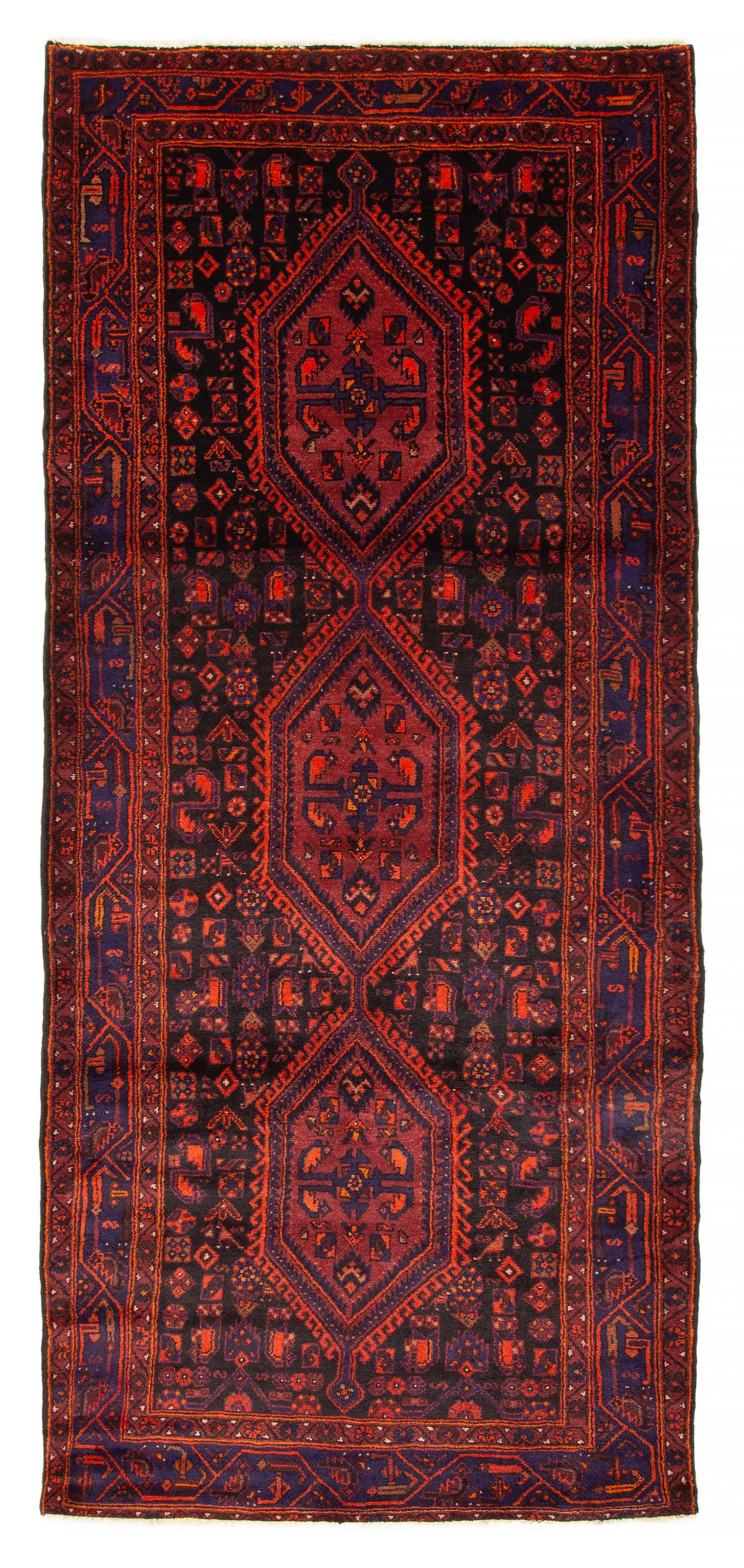 Vintage Hand-Knotted Area Rug 4’1″ x 9’6″ Traditional Oriental Wool Carpet