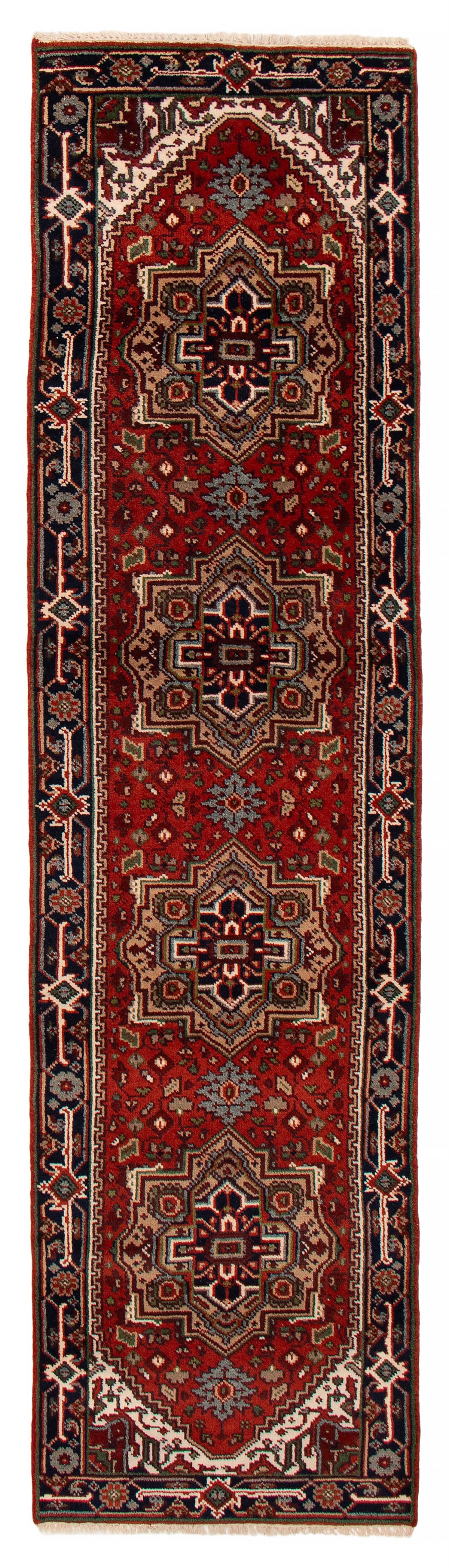Vintage Hand-knotted Runner Rug 2’11” x 11’8″ Traditional Oriental Wool Carpet
