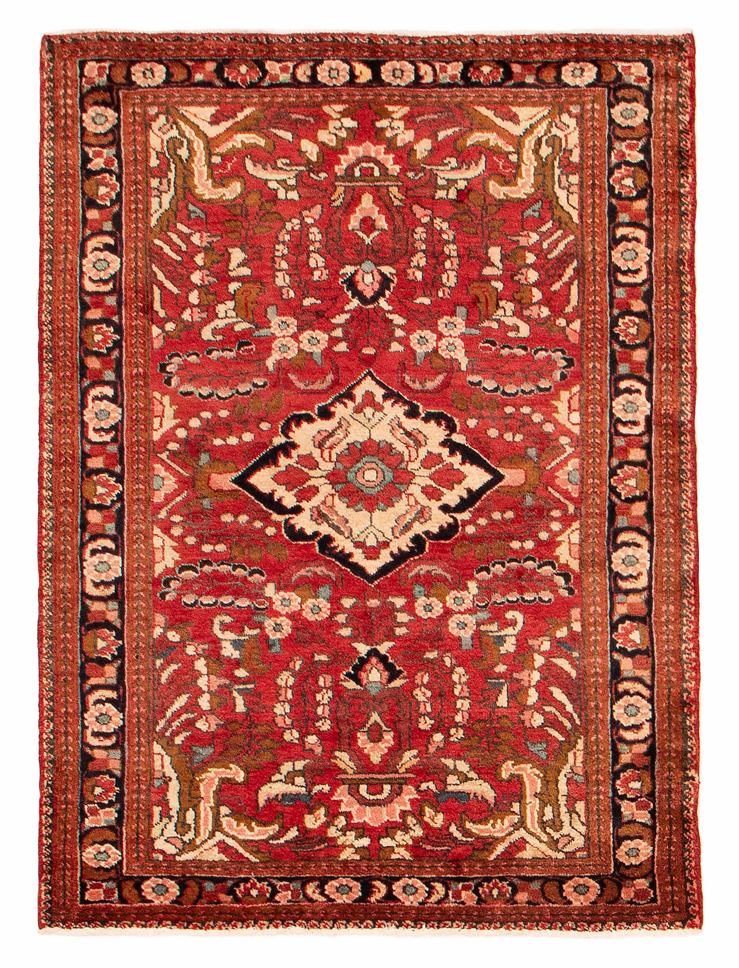 Vintage Hand-Knotted Area Rug 3’10” x 5’2″ Traditional Wool Carpet