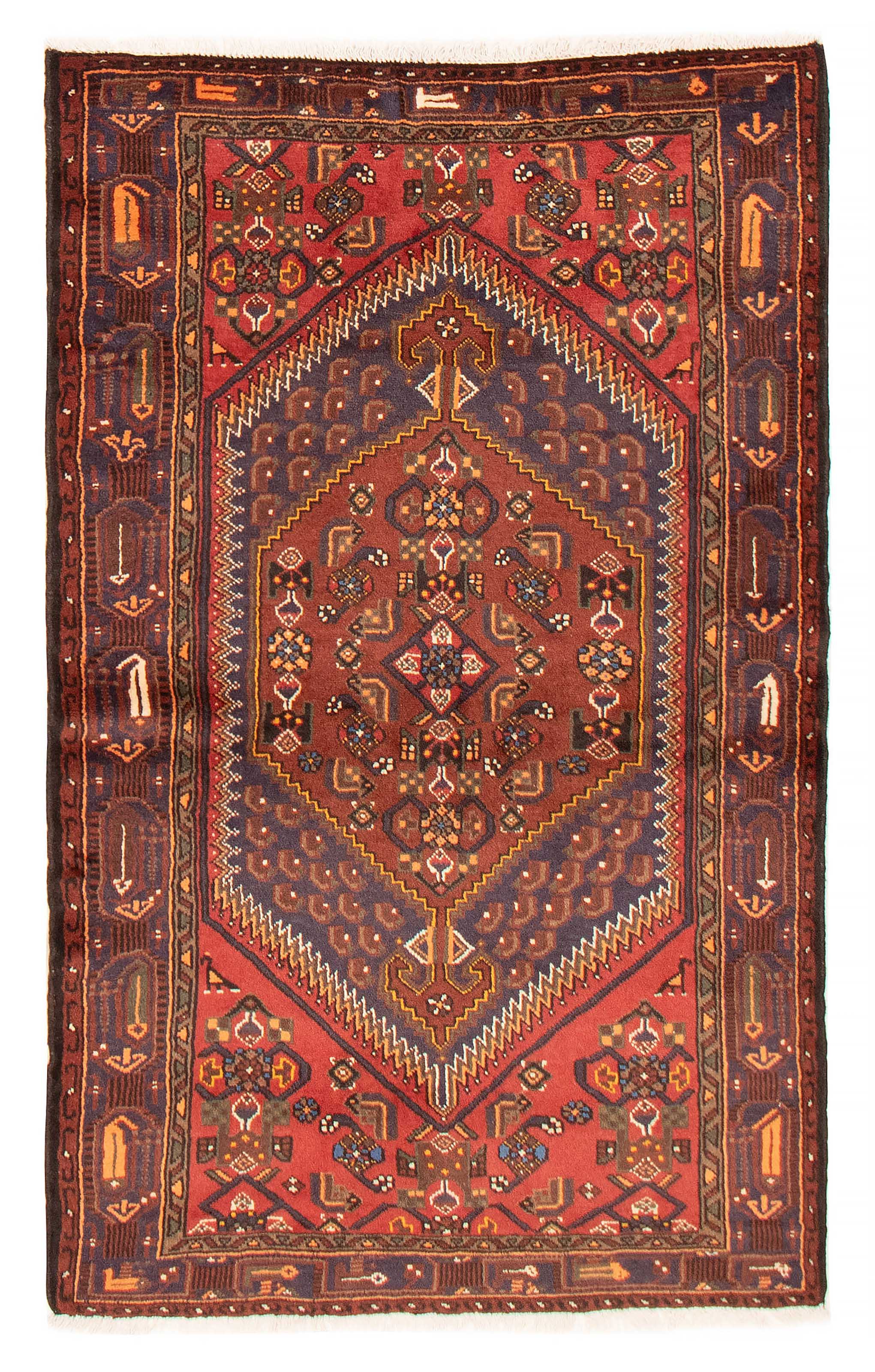 Vintage 4’2″ x 6’9″ Traditional Hand Knotted Vegetable Dye Wool Area Rug