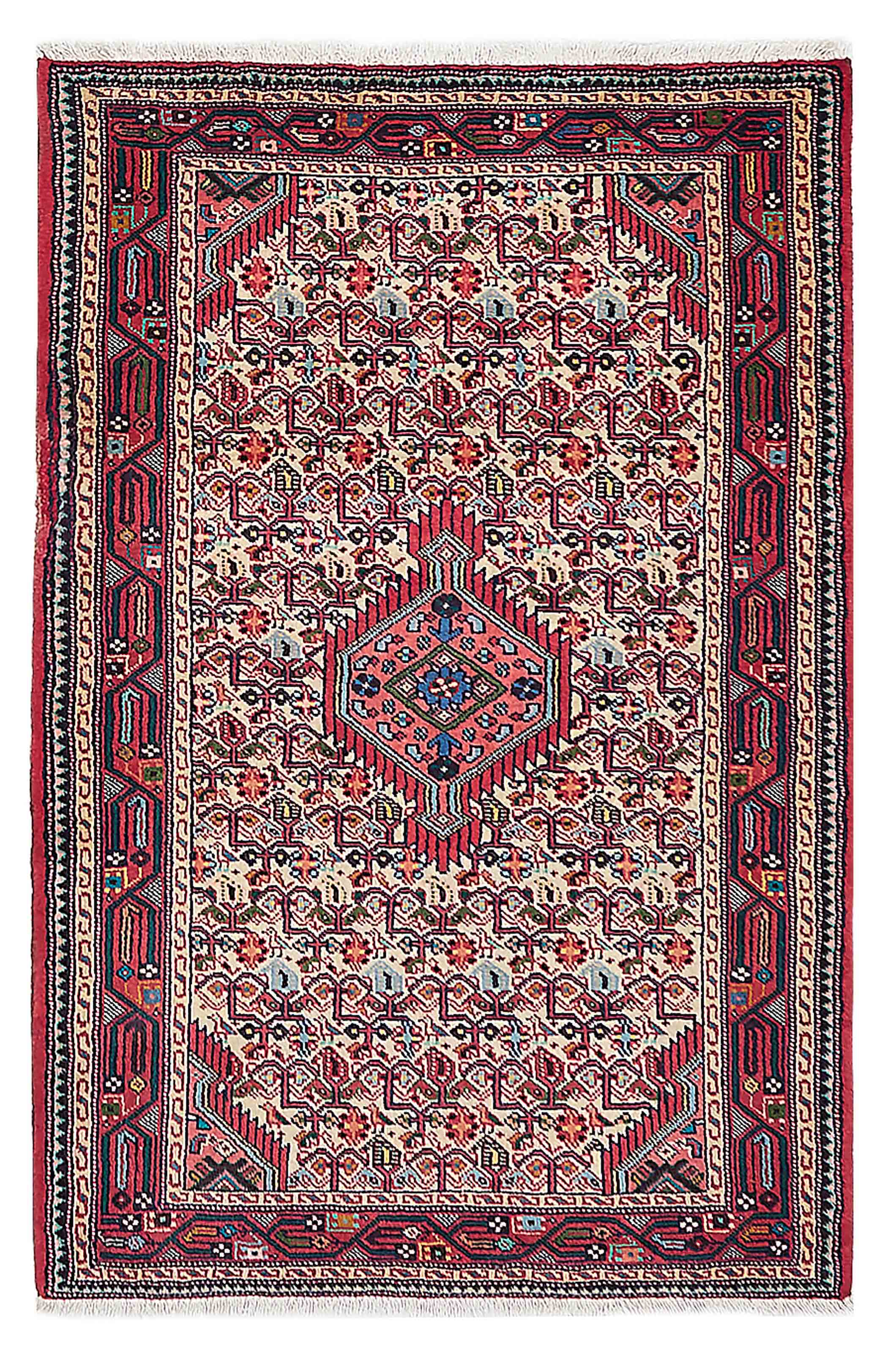 Vintage Hand-Knotted Area Rug 3’4″ x 5’0″ Traditional Wool Carpet