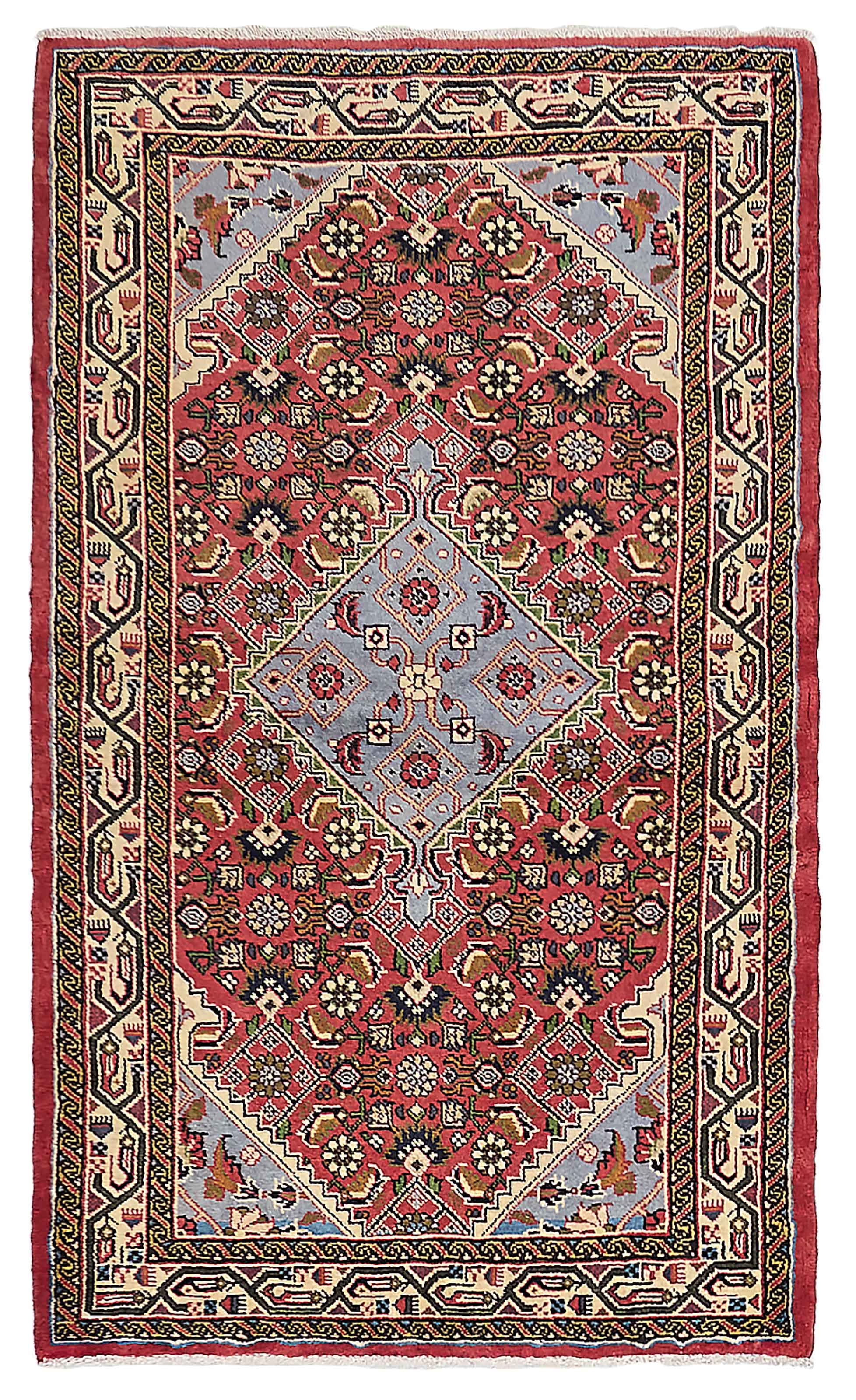 Vintage Hand-Knotted Area Rug 3’5″ x 5’10” Traditional Wool Carpet