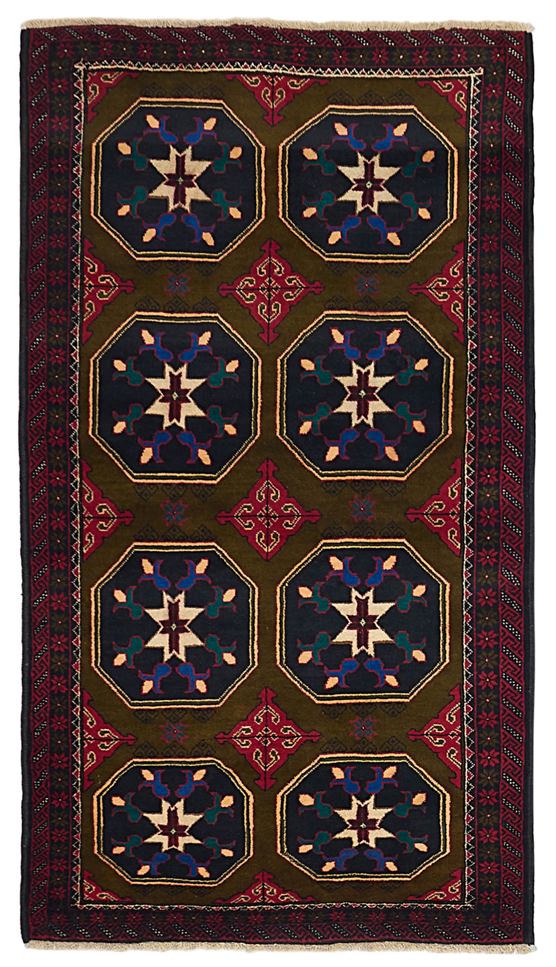 Vintage 3’10” x 7’1″ Traditional Hand Knotted Vegetable Dye Wool Area Rug