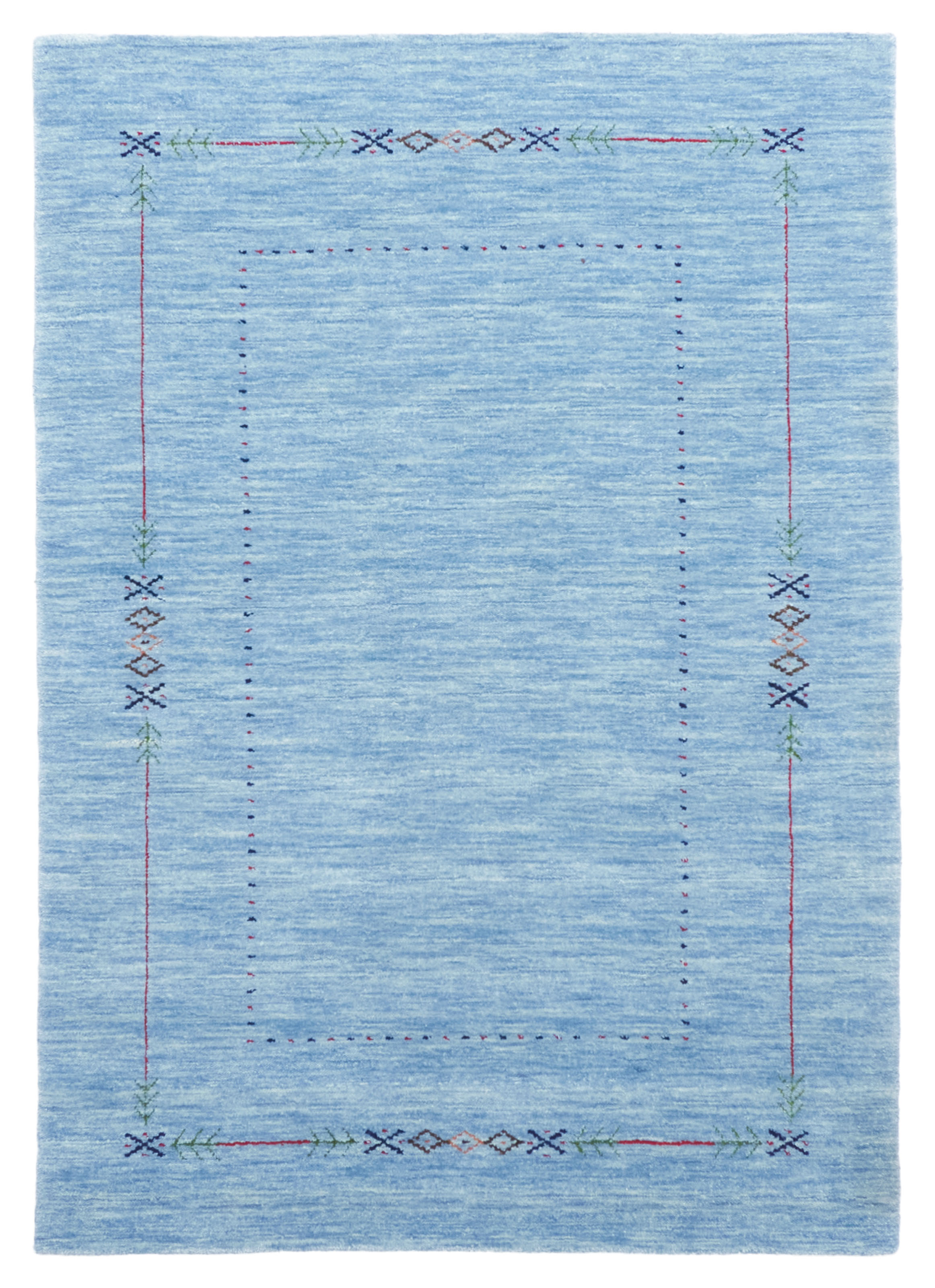 Traditional Hand loomed Area Rug 4’1″ x 5’9″ Sky Blue Oriental Carpet