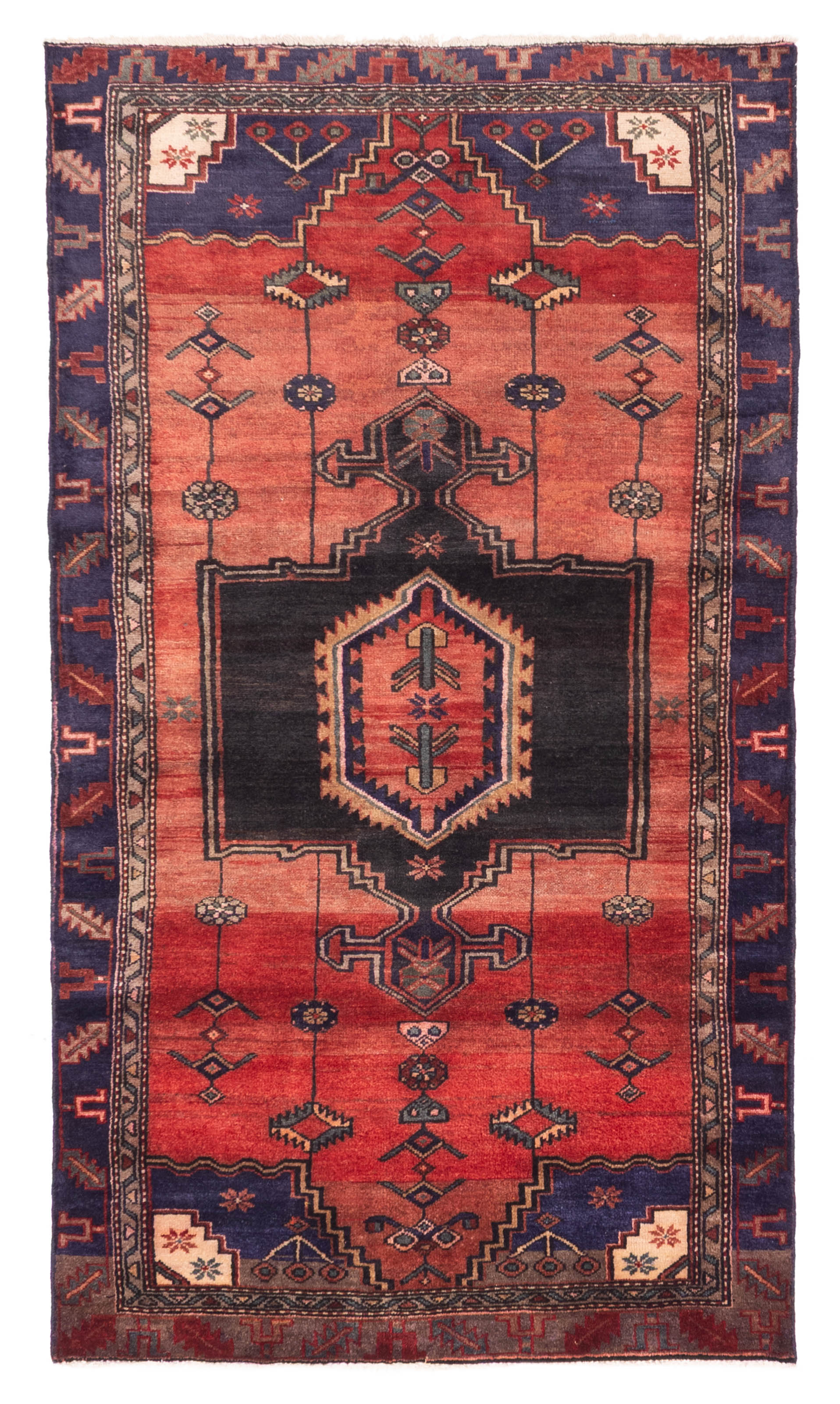 Vintage Hand-Knotted Area Rug 3’11” x 7’5″ Traditional Oriental Wool Carpet