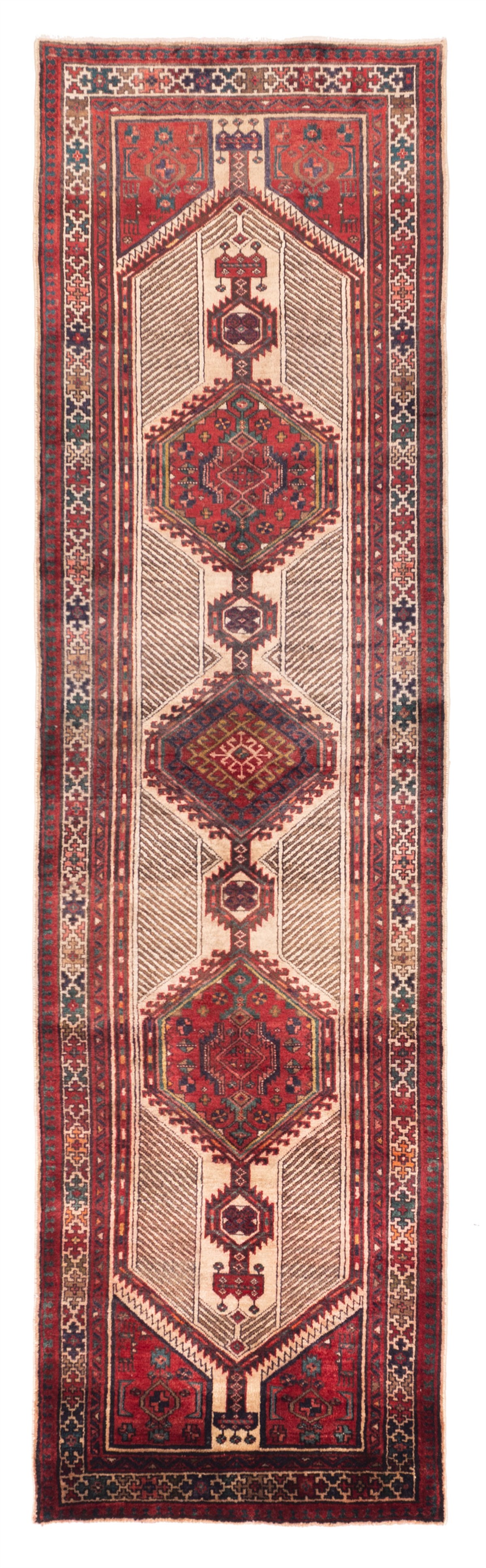 3’2″ x 11’5″ Vintage Hand-knotted Runner Rug Traditional Oriental Wool Carpet