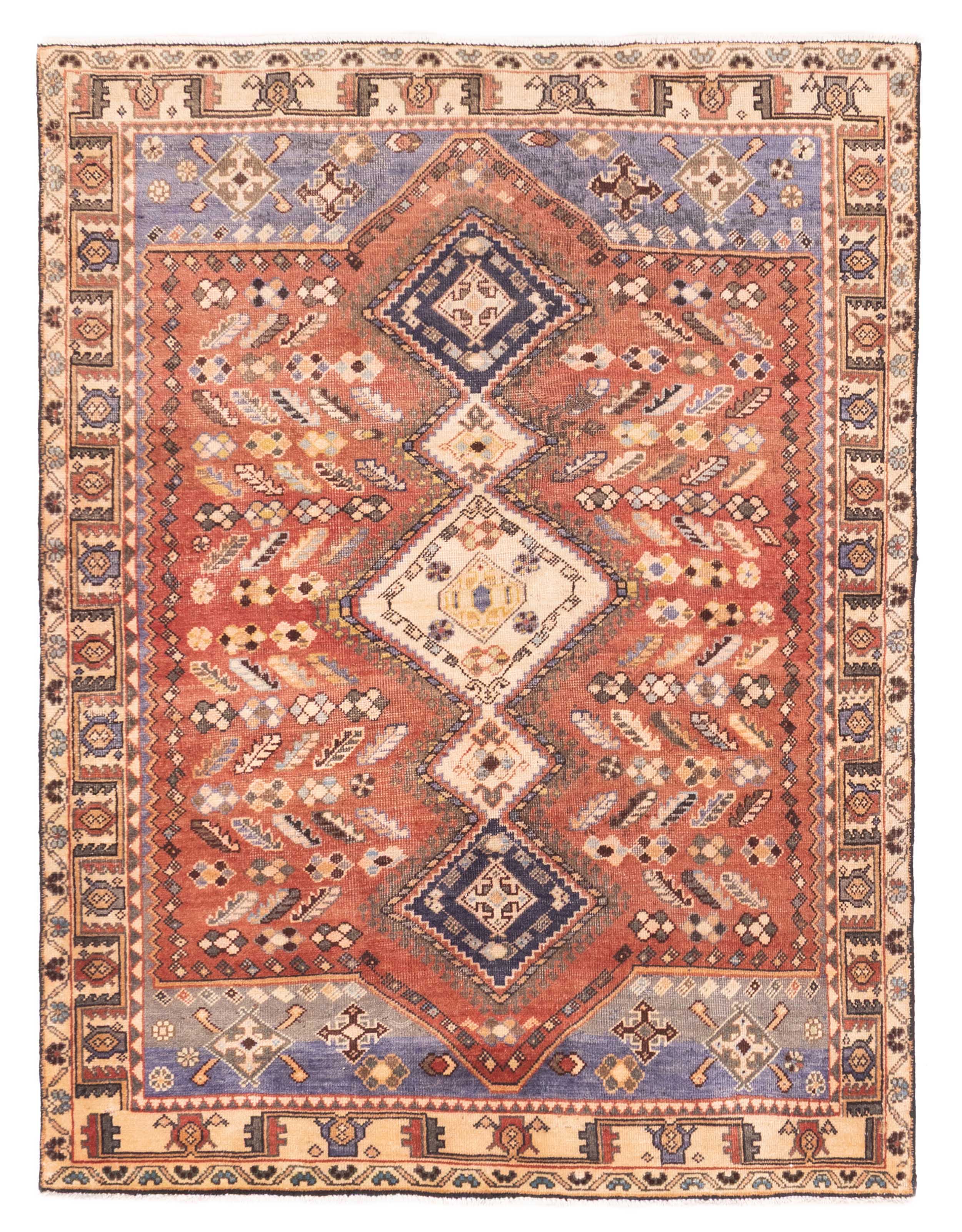 Vintage Hand-Knotted Area Rug 4’11” x 6’8″ Traditional Wool Carpet