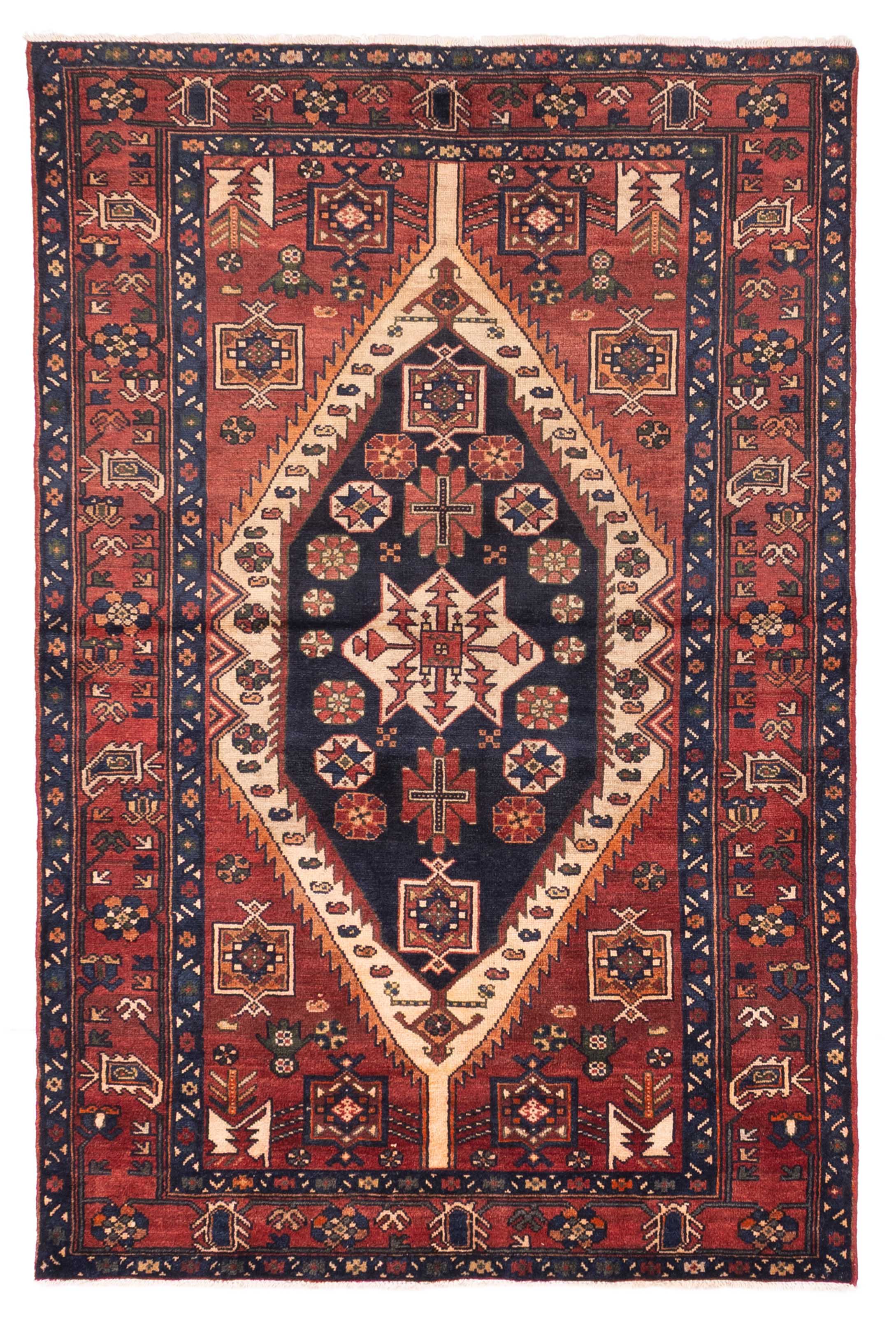 Vintage Hand-Knotted Area Rug 4’2″ x 6’7″ Traditional Wool Carpet