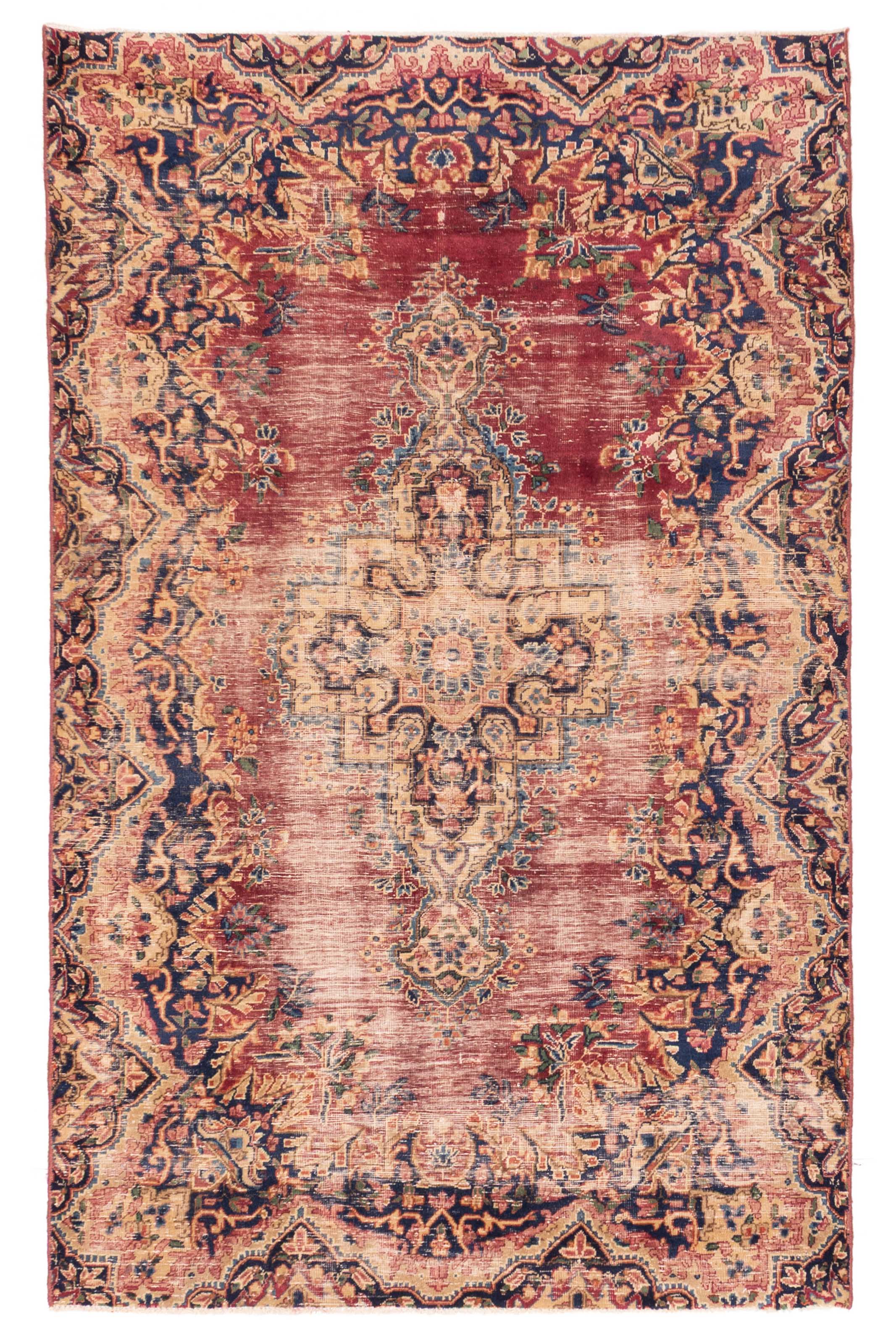 Vintage 4’9″ x 7’7″ Traditional Hand Knotted Vegetable Dye Wool Area Rug