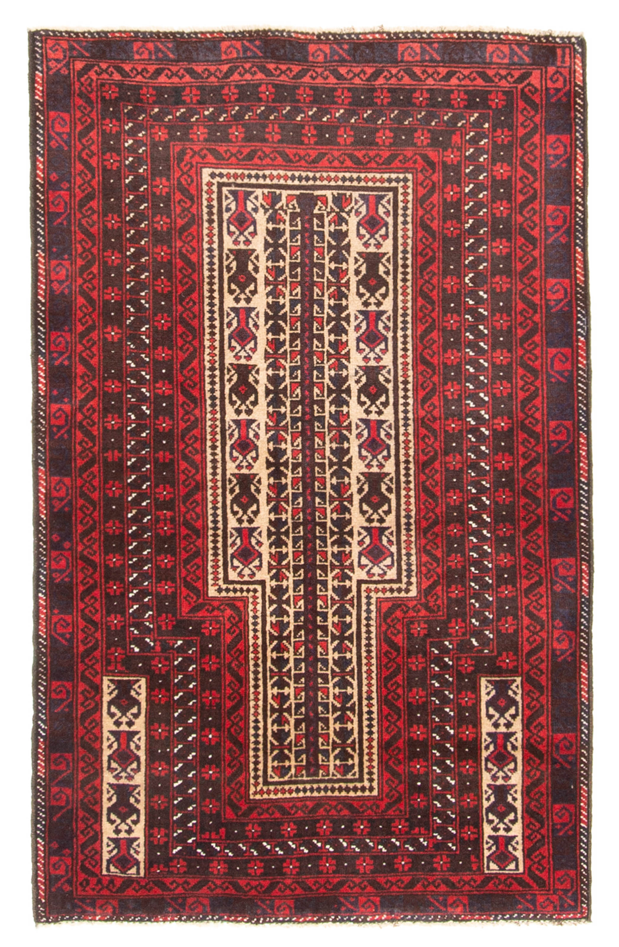 Vintage 2’10” x 4’6″ Traditional Hand Knotted Vegetable Dye Wool Area Rug