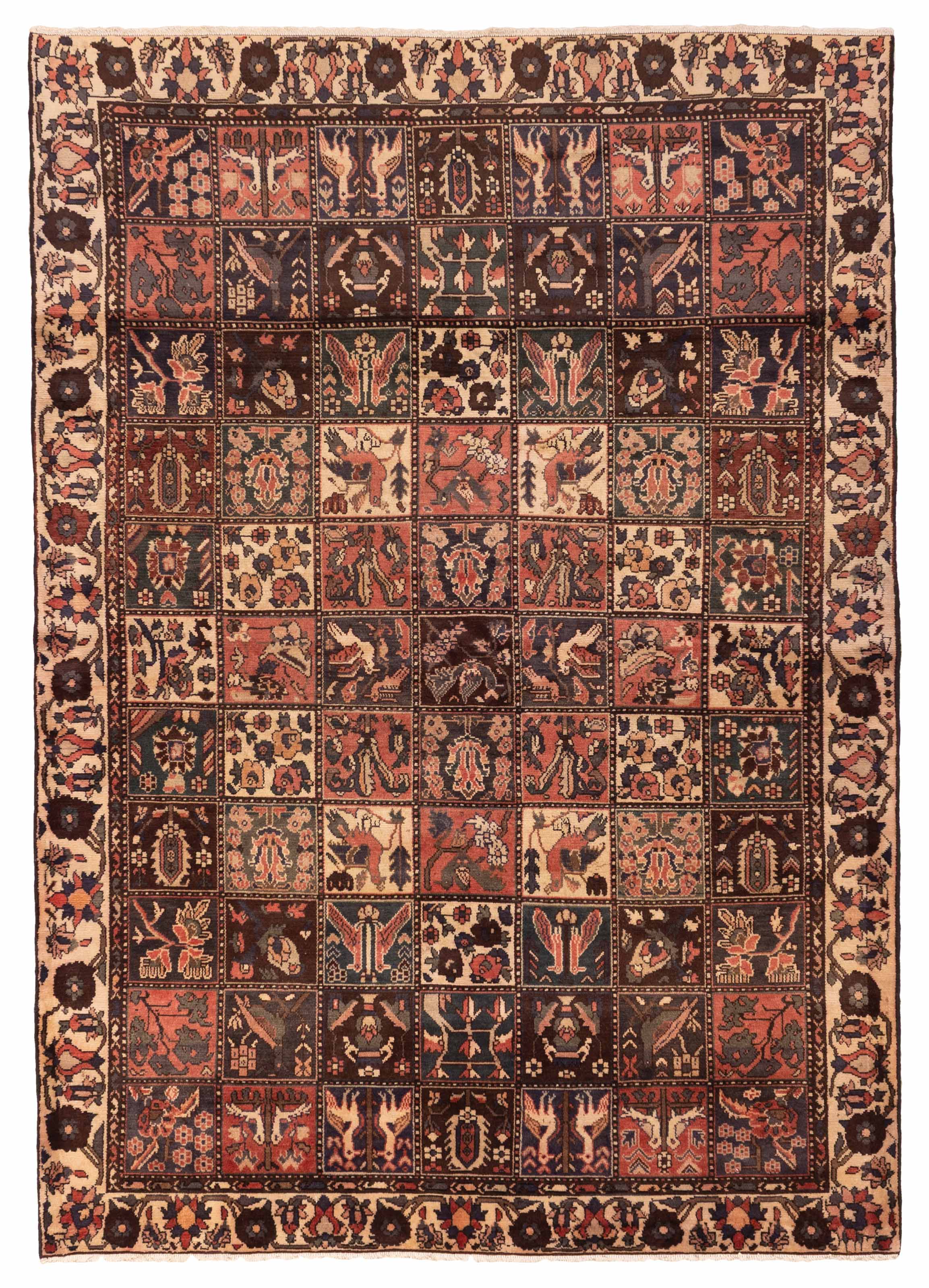Vintage Hand-Knotted Area Rug 6’8″ x 9’4″ Traditional Wool Carpet