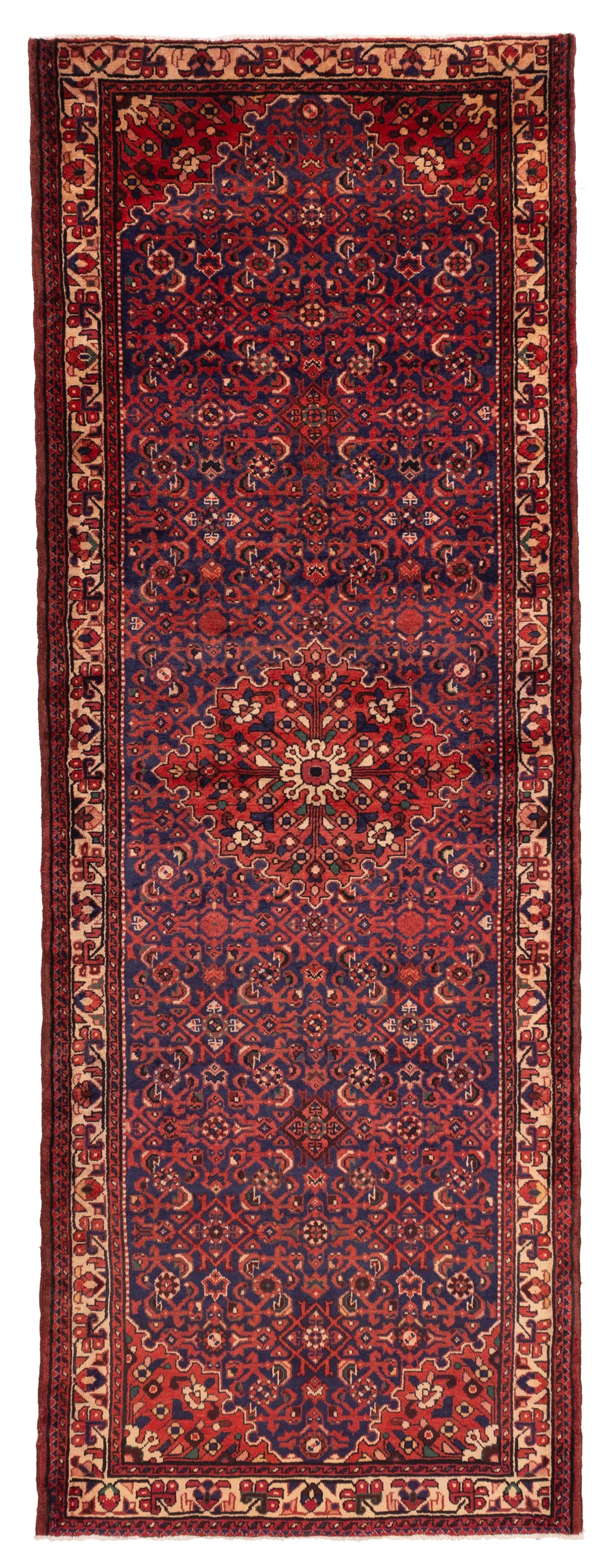 Vintage Hand-knotted Runner Rug 3’7″ x 9’10” Traditional Oriental Wool Carpet