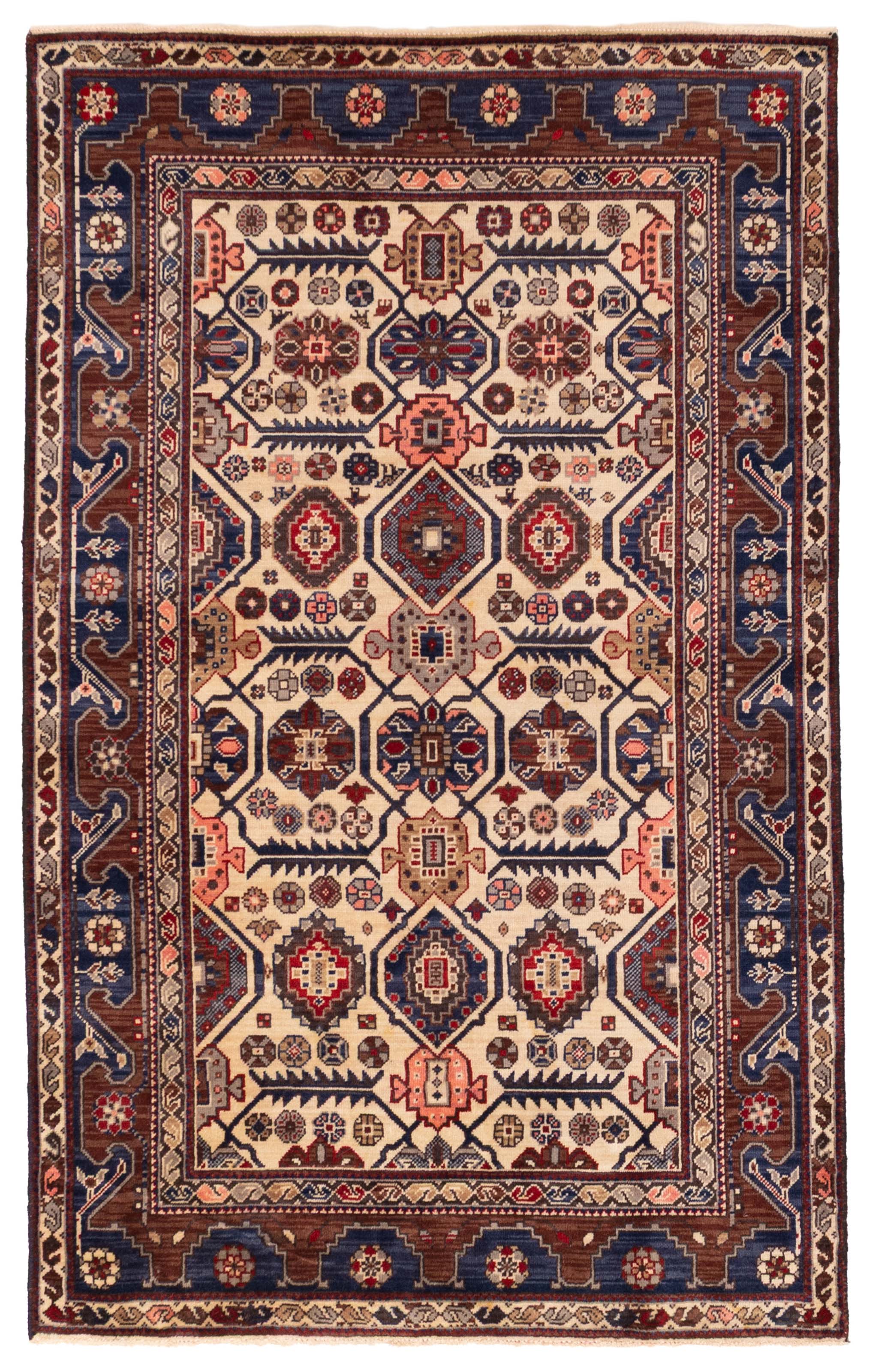 Vintage Hand-Knotted Area Rug 4’3″ x 6’11” Traditional Wool Carpet
