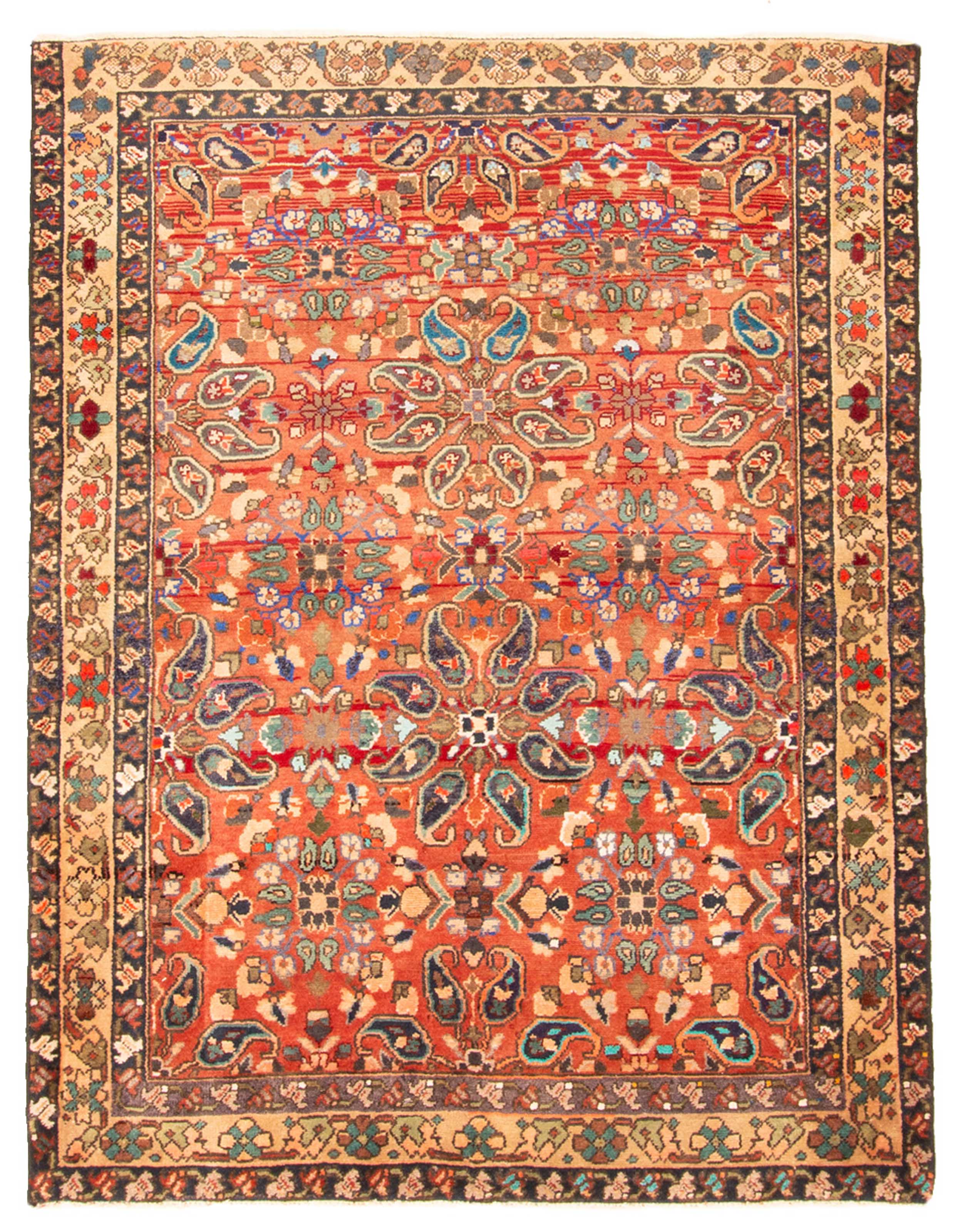 Vintage Traditional Hand-Knotted Area Rug 4’9″ x 6’1″ Oriental Wool Carpet