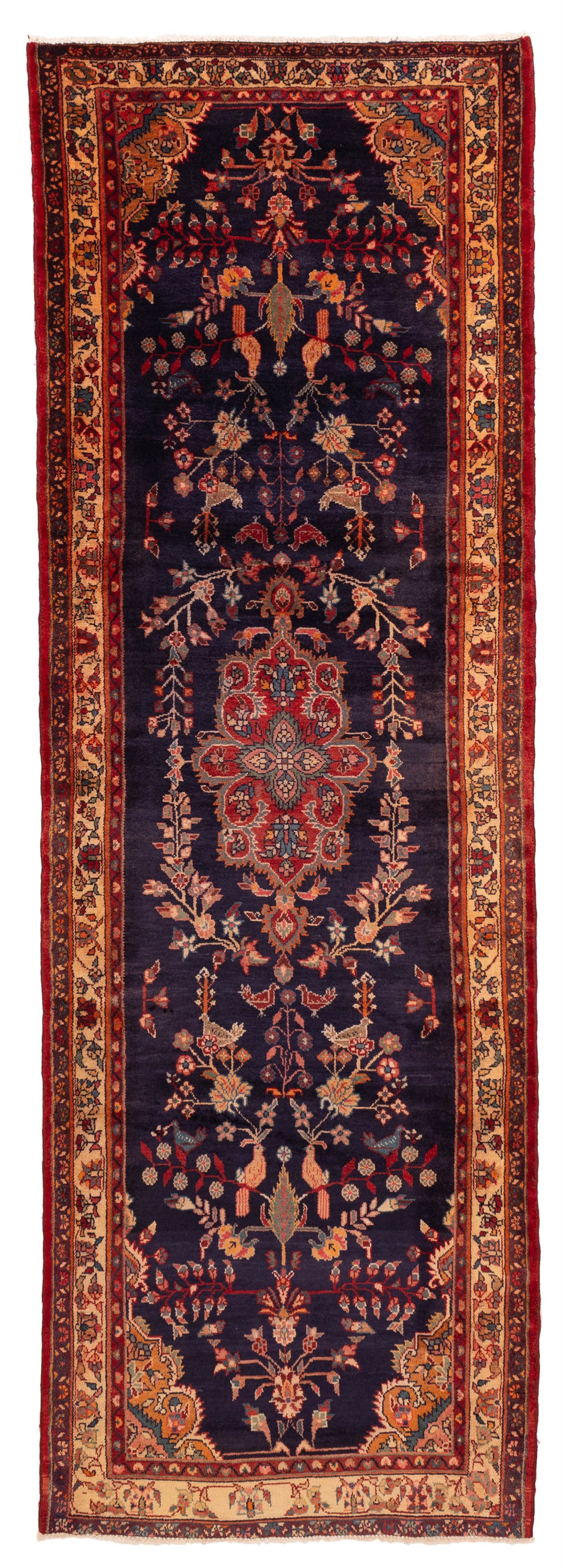 Vintage Hand-knotted Runner Rug 3’10” x 12’0″ Traditional Oriental Wool Carpet