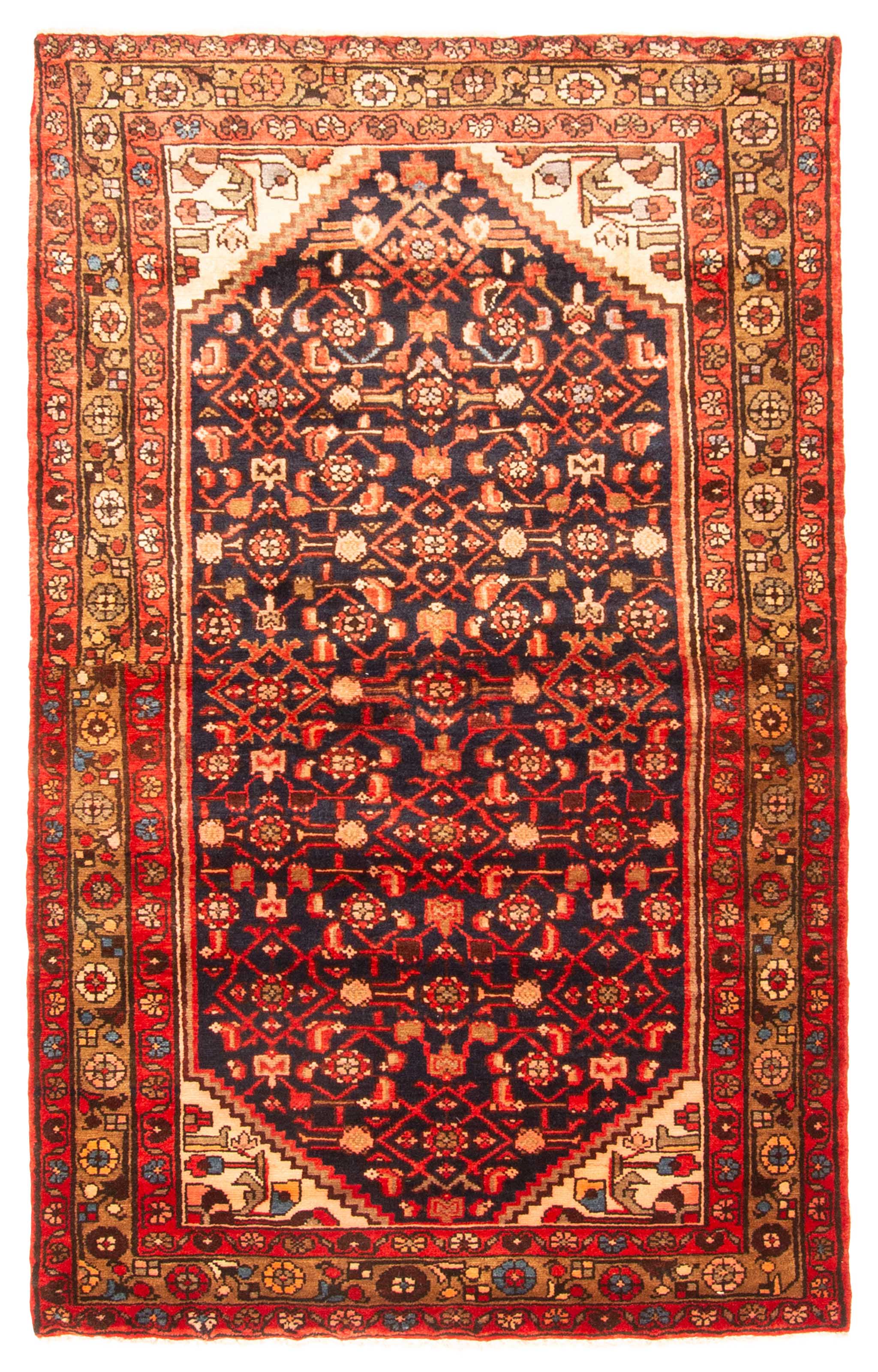 Vintage Hand-Knotted Area Rug 3’11” x 6’3″ Traditional Wool Carpet