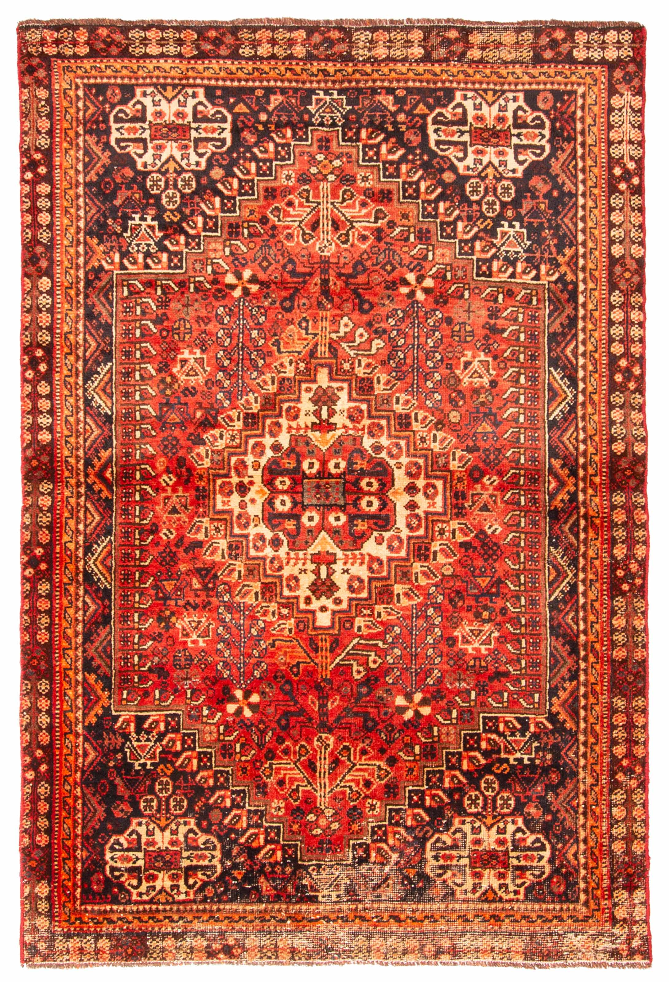 Traditional Vintage Hand-Knotted Area Rug 4’2″ x 6’4″ Oriental Wool Carpet