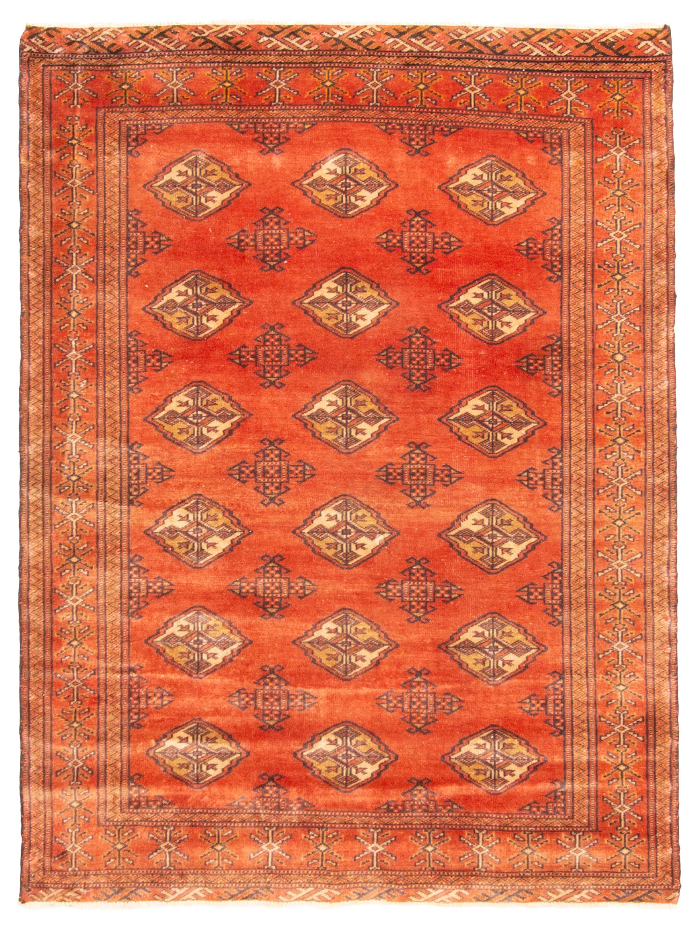 Vintage Geometric Area Rug 3’6″ x 4’8″ Traditional Hand-Knotted Wool Carpet