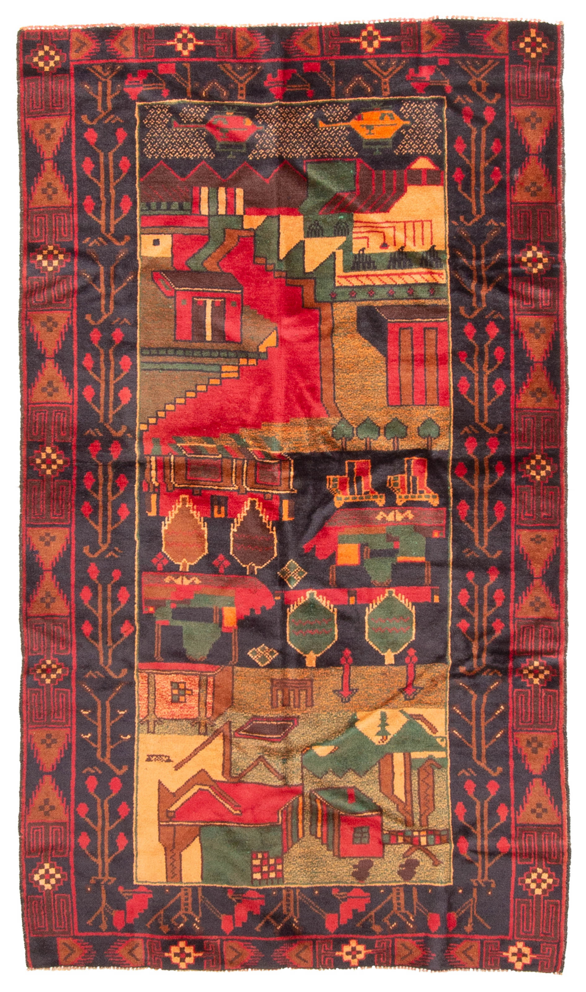 Vintage 3’5″ x 5’11” Traditional Hand Knotted Vegetable Dye Wool Area Rug