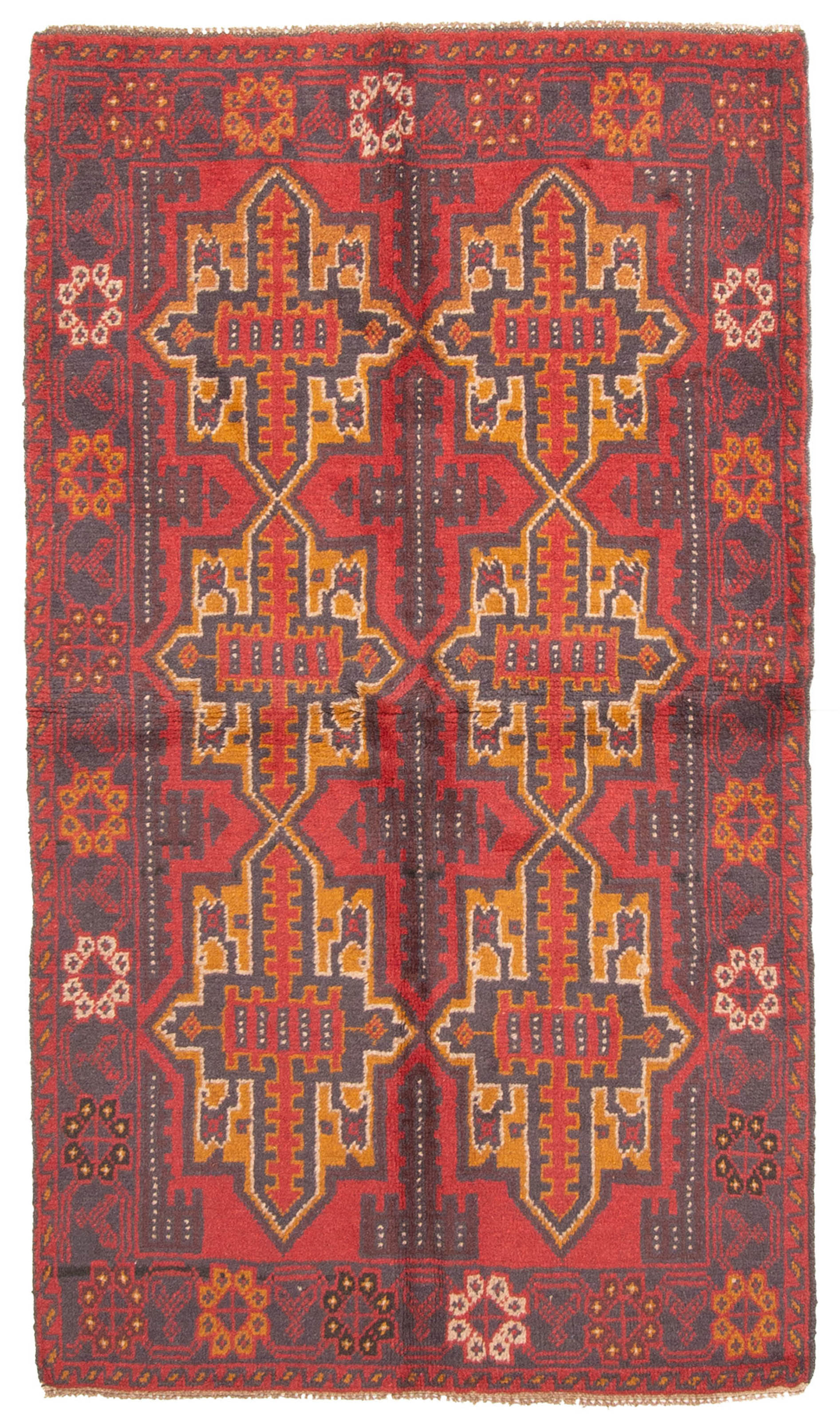 Vintage 3’6″ x 6’2″ Traditional Hand Knotted Vegetable Dye Wool Area Rug
