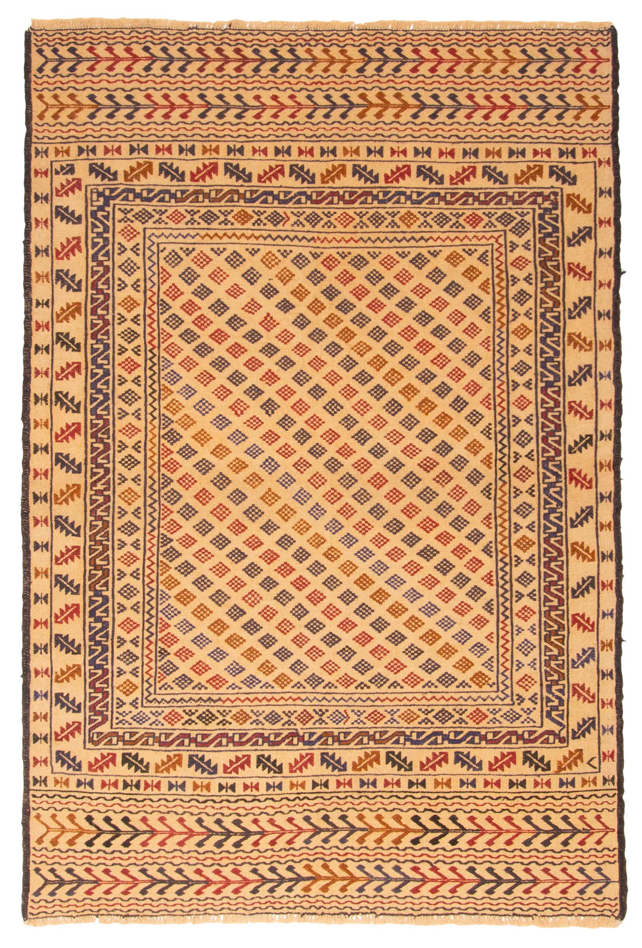 Vintage 4’1″ x 6’1″ Traditional Wool Hand Woven Oriental Area Rug