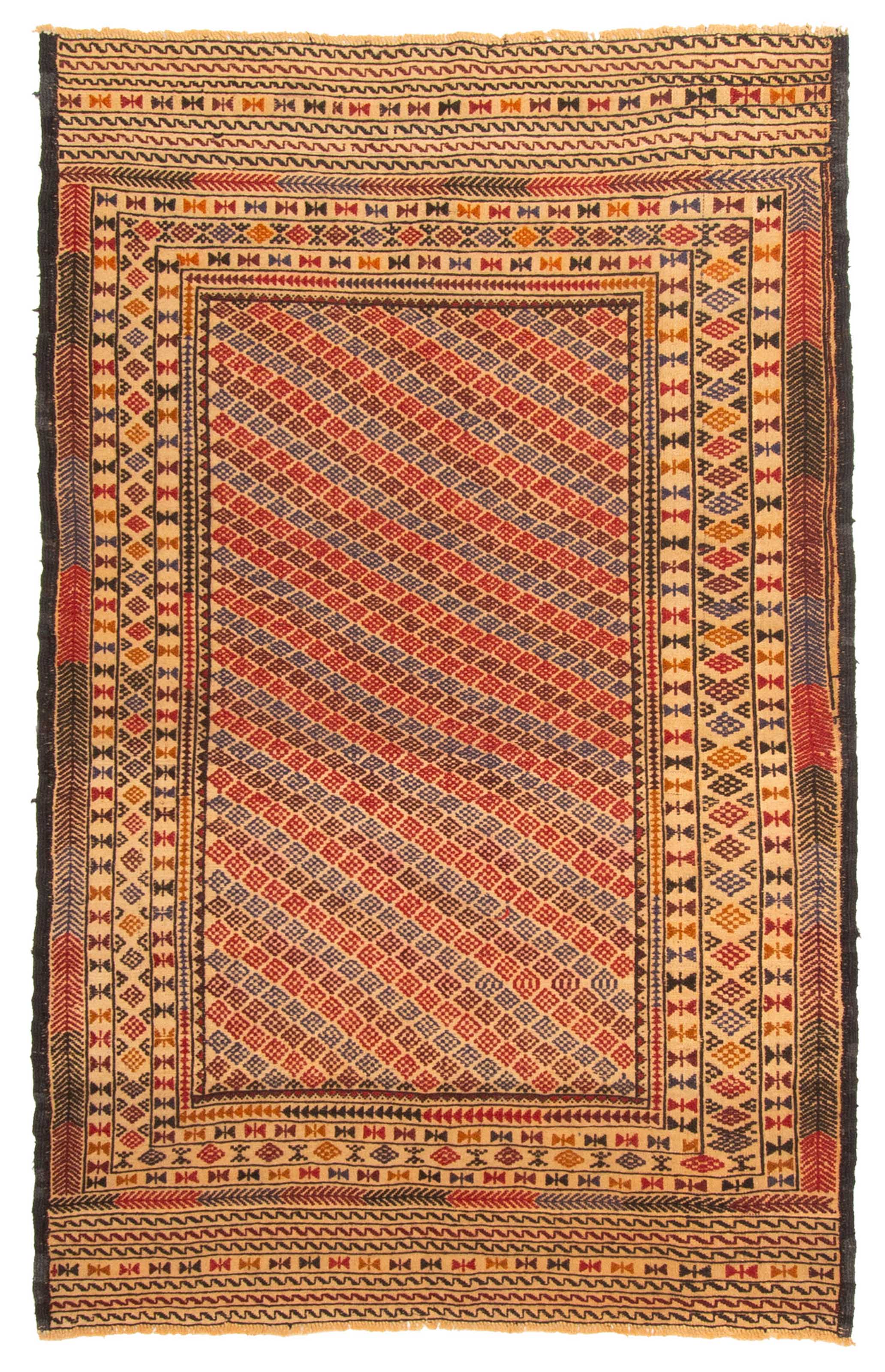 Vintage 3’11” x 6’2″ Traditional Wool Hand Woven Oriental Area Rug