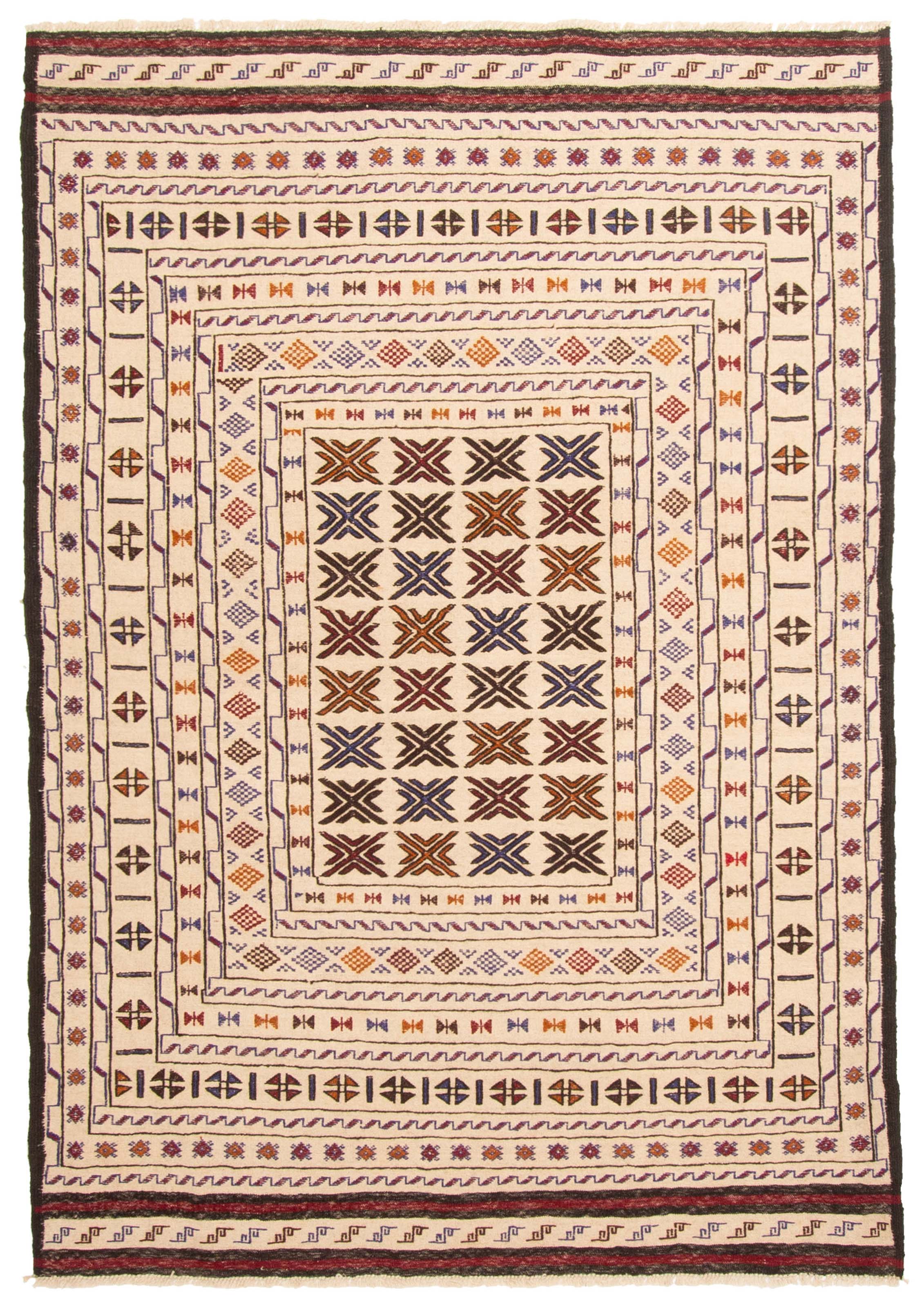 Vintage Hand Woven Area Rug 4’6″ x 6’5″ Traditional Wool Oriental Carpet
