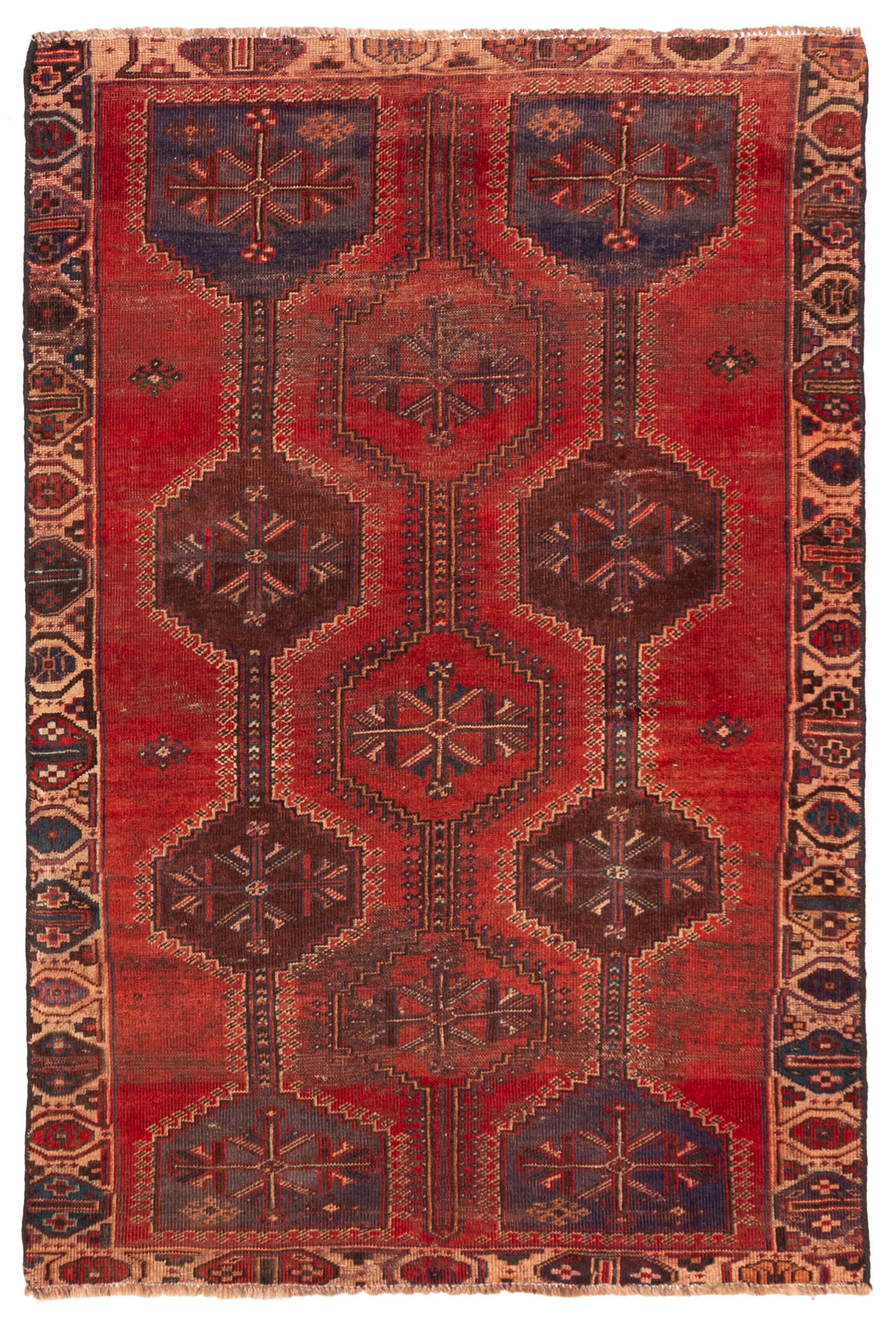 Vintage 4’1″ x 6’2″ Traditional Hand Knotted Vegetable Dye Wool Area Rug