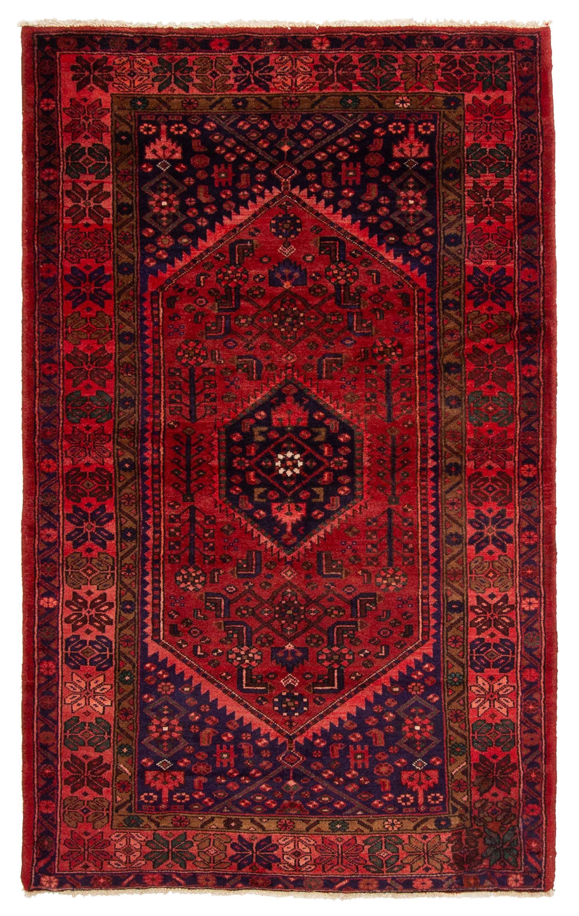 Vintage 4’3″ x 6’11” Traditional Hand Knotted Vegetable Dye Wool Area Rug