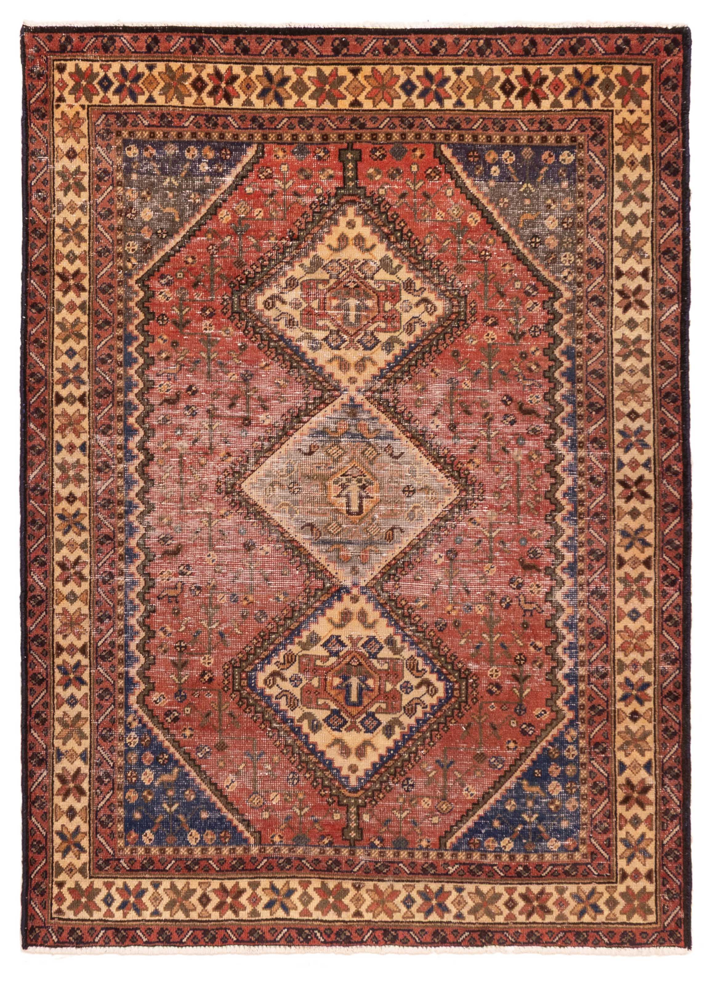 Vintage 4’7″ x 6’5″ Traditional Hand Knotted Vegetable Dye Wool Area Rug