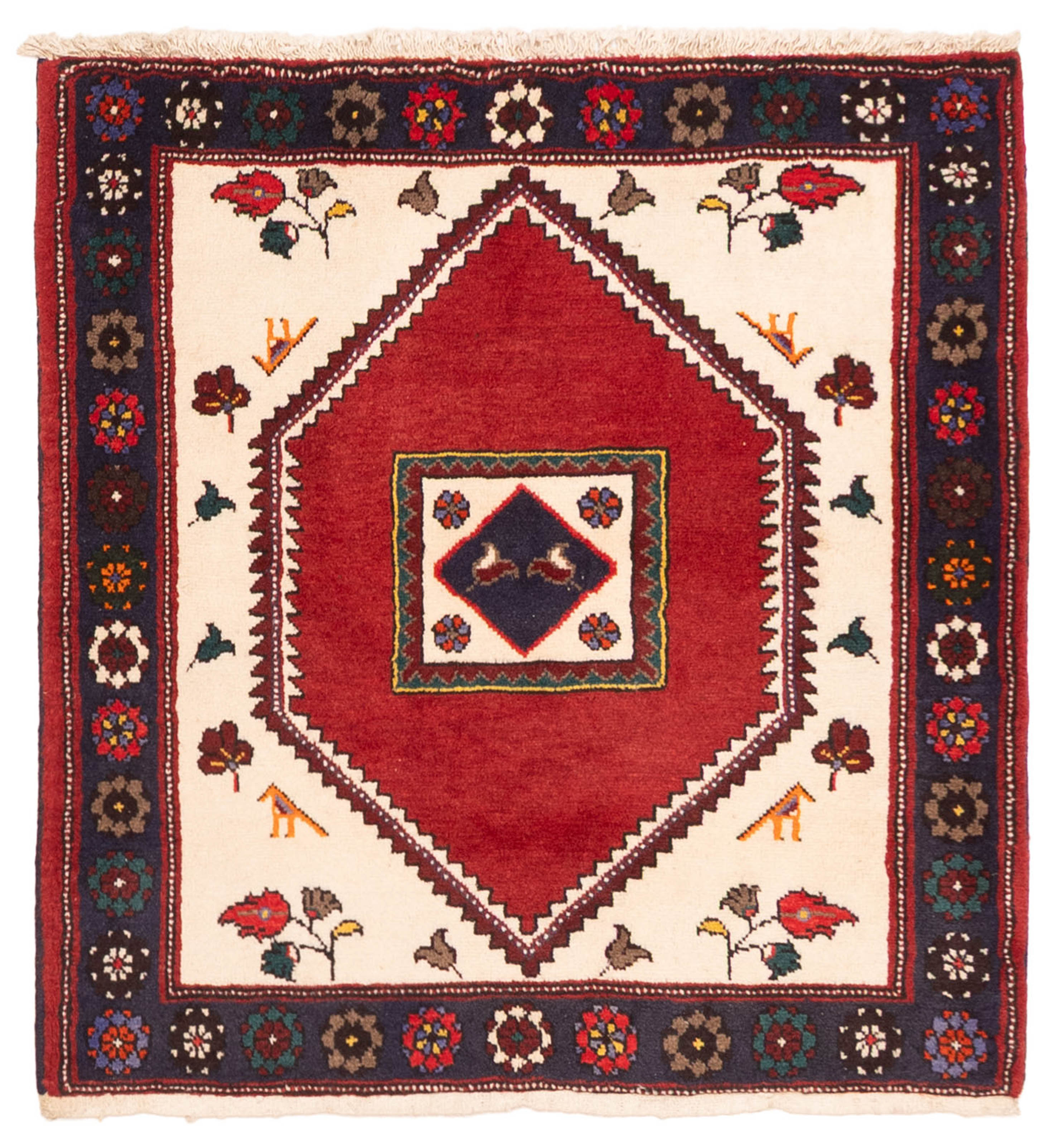 Vintage Traditional Hand-Knotted Area Rug 3’2″ x 3’4″ Oriental Wool Carpet