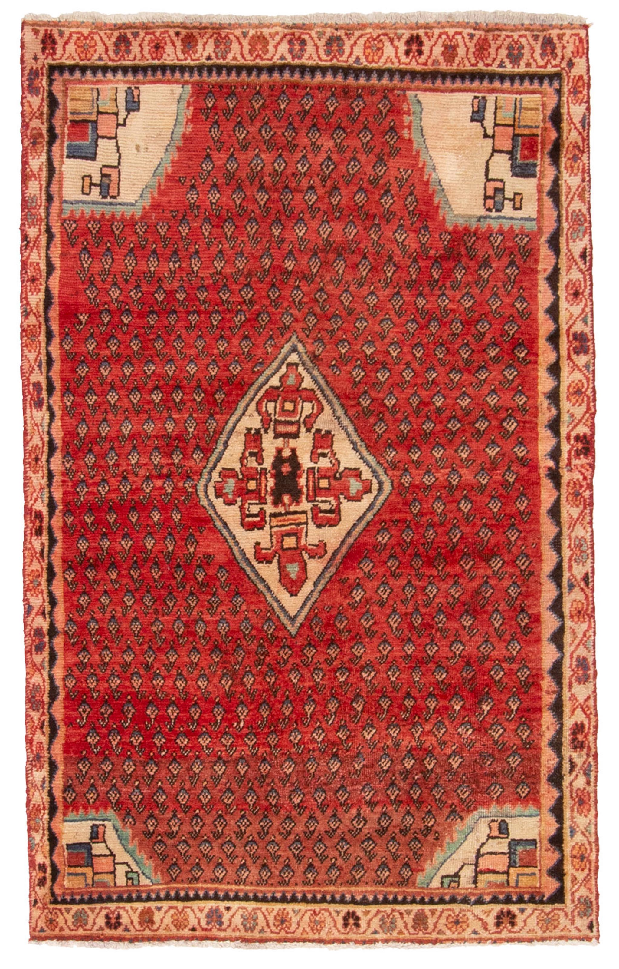 Vintage Traditional Hand-Knotted Area Rug 3’2″ x 5’1″ Oriental Wool Carpet