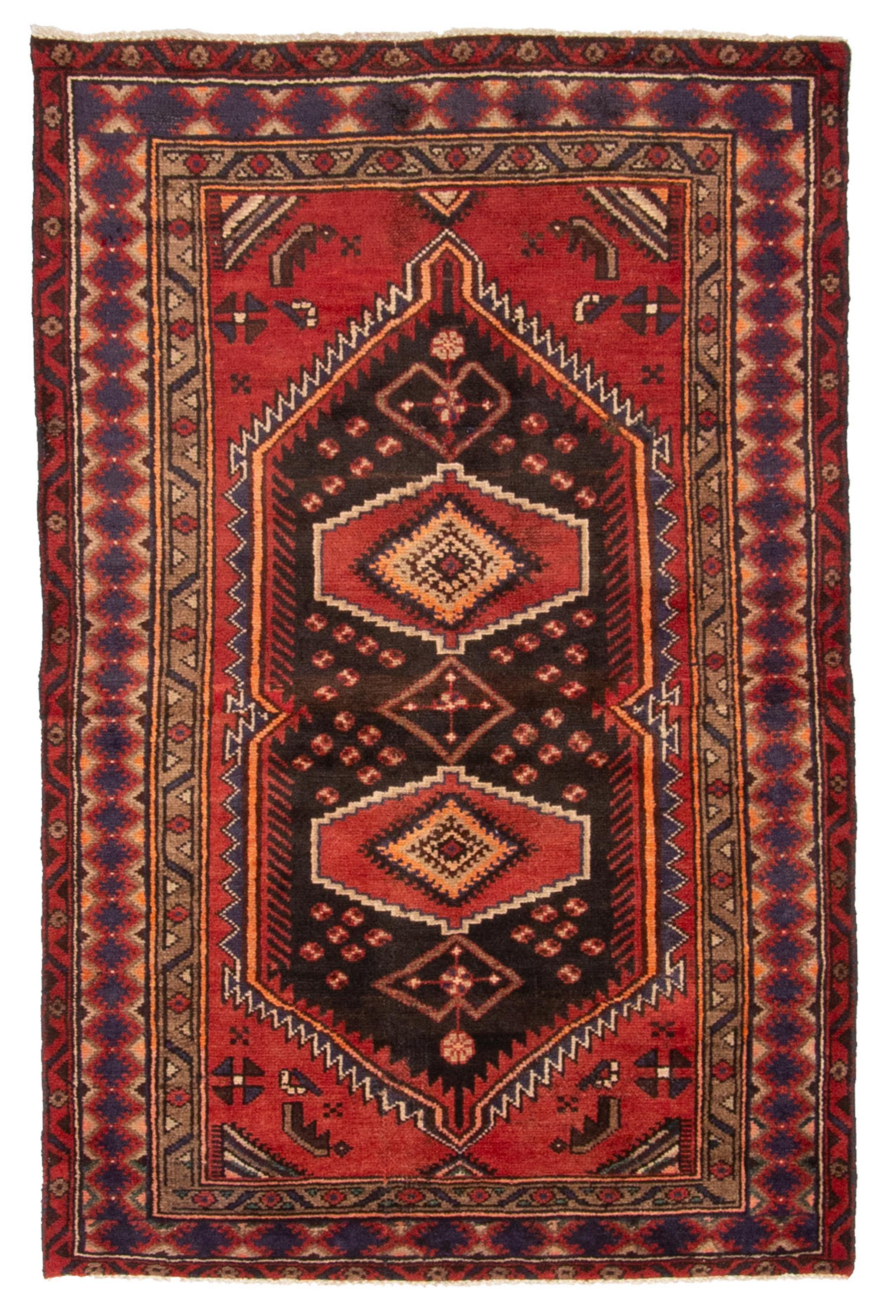 Vintage 3’4″ x 5’2″ Traditional Hand Knotted Vegetable Dye Wool Area Rug