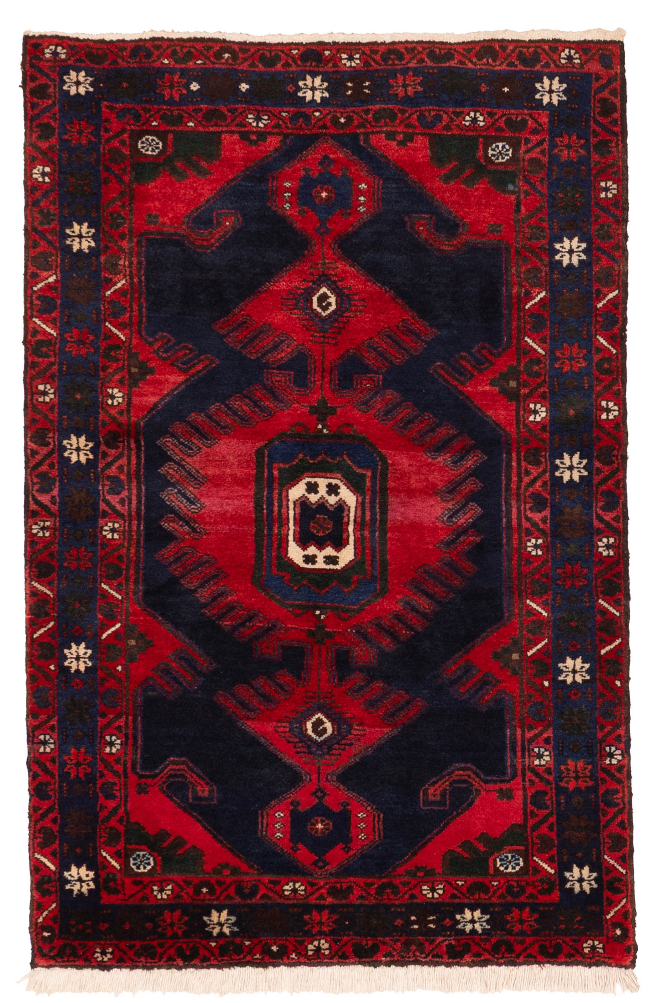 Vintage 3’5″ x 5’3″ Traditional Hand Knotted Vegetable Dye Wool Area Rug