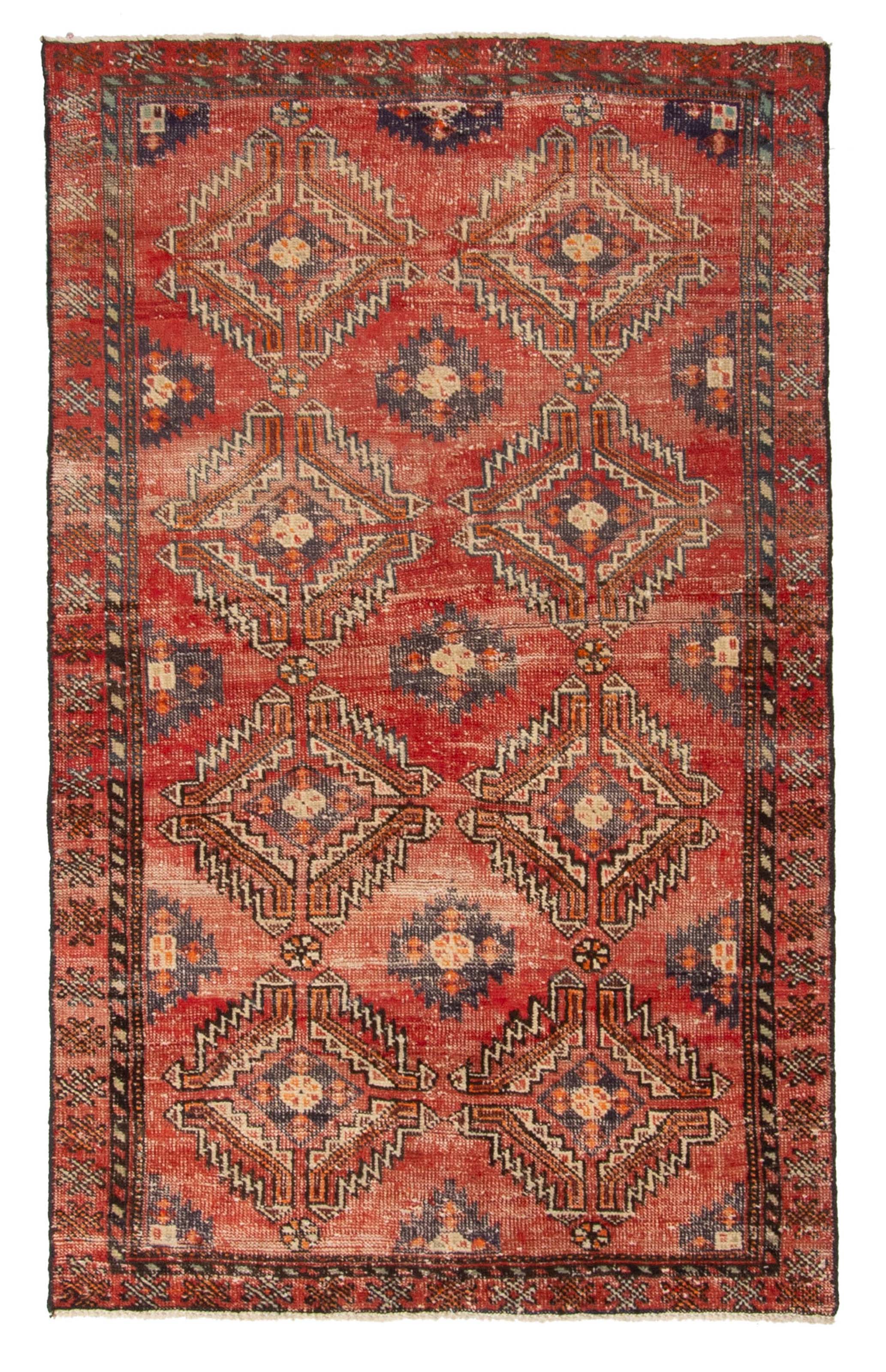 Vintage 3’8″ x 5’11” Traditional Hand Knotted Vegetable Dye Wool Area Rug
