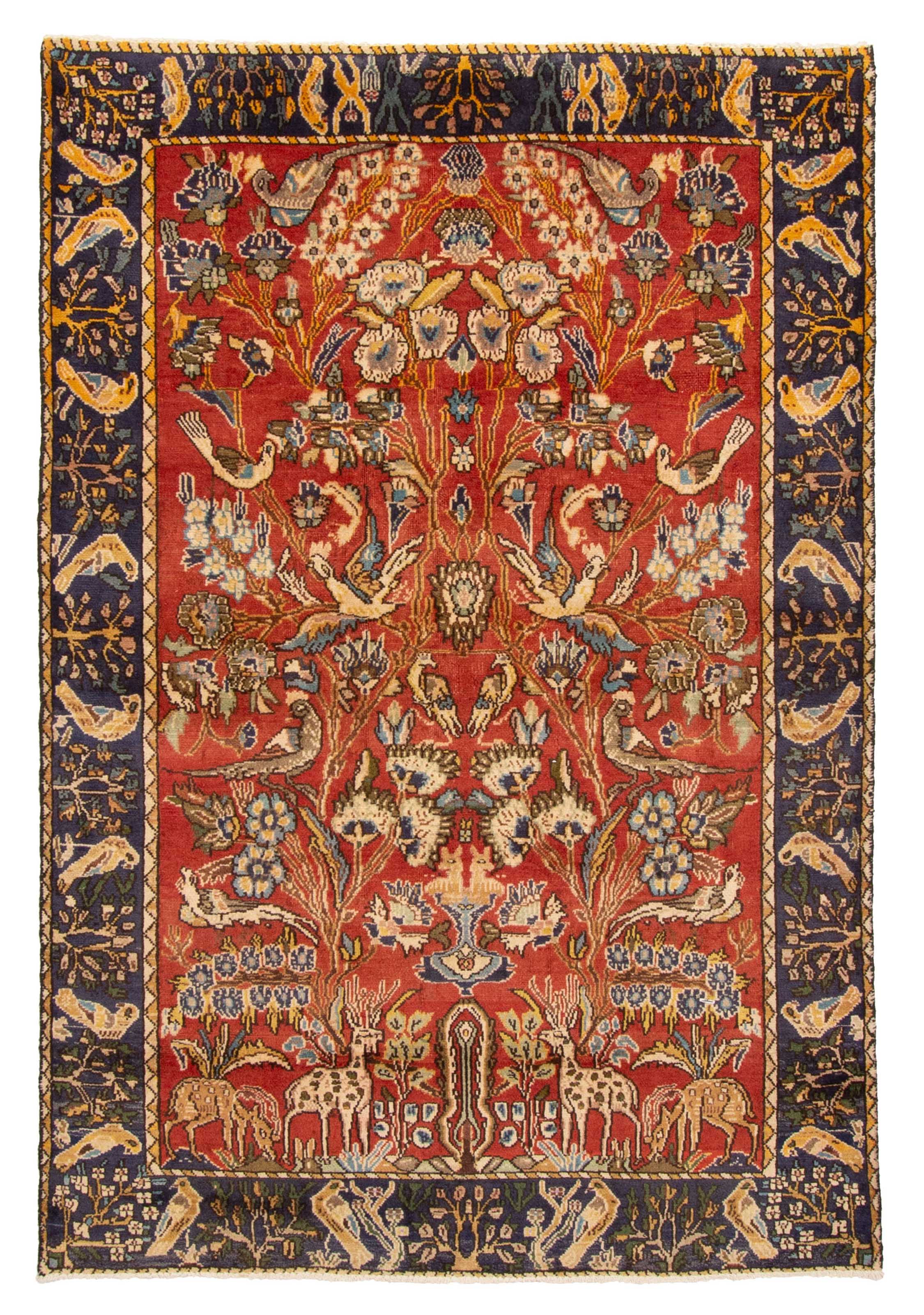 Vintage 4’6″ x 6’9″ Traditional Hand Knotted Vegetable Dye Wool Area Rug