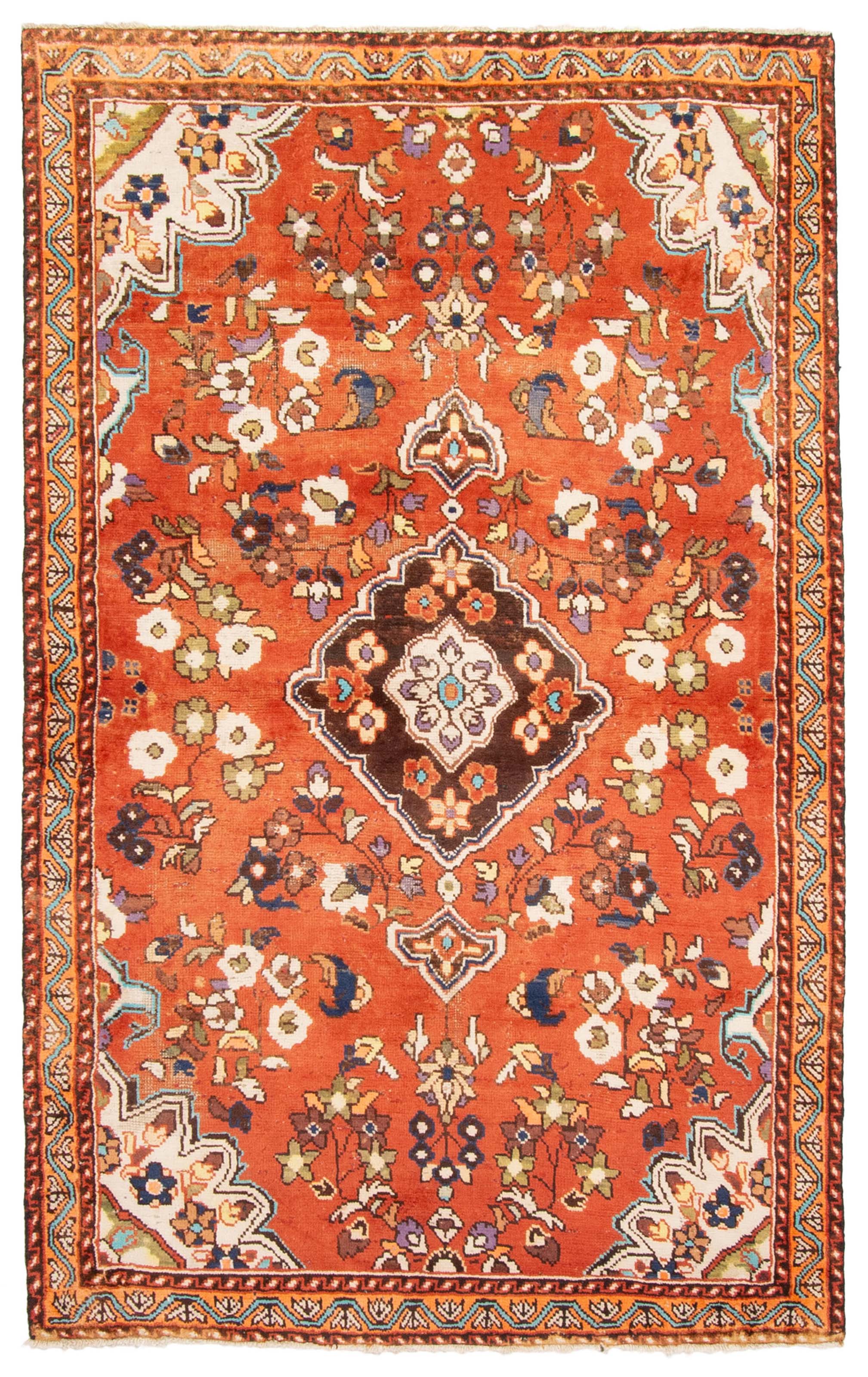 Vintage 4’3″ x 6’11” Traditional Hand Knotted Vegetable Dye Wool Area Rug