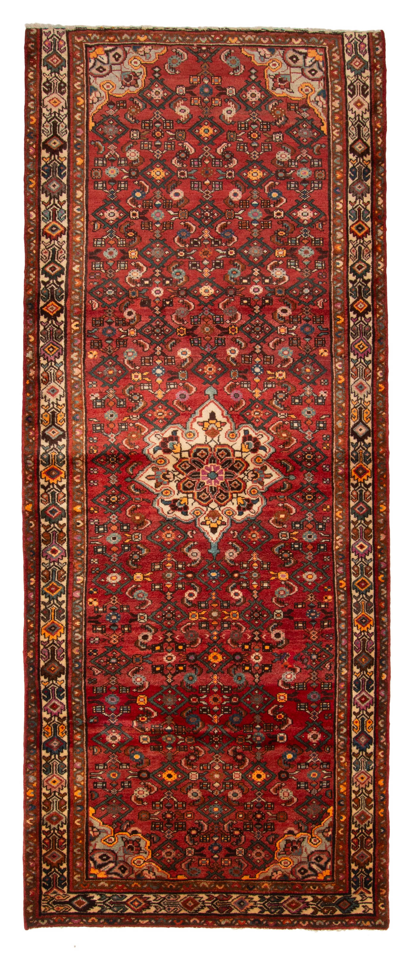 Vintage Hand-knotted Runner Rug 3’11” x 9’8″ Traditional Oriental Wool Carpet