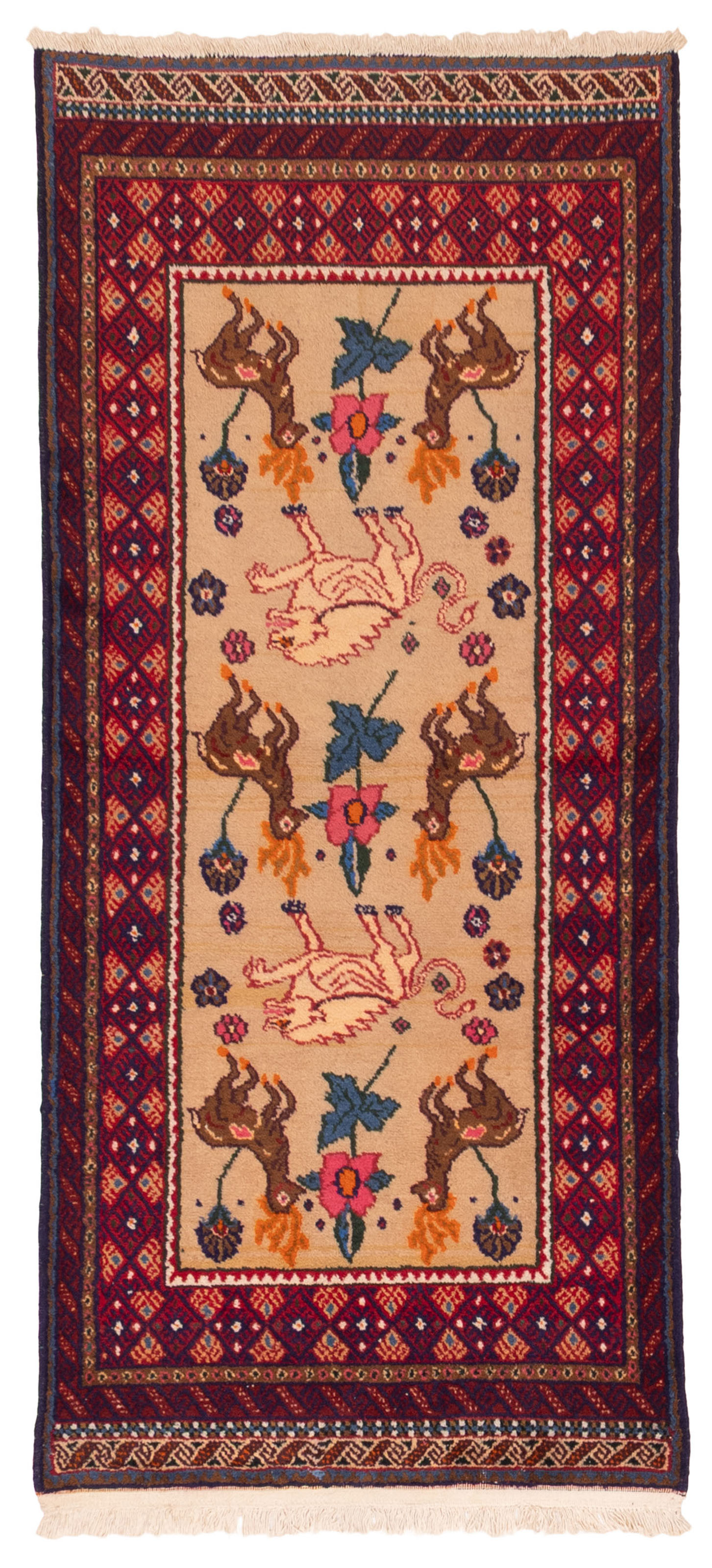 Vintage 2’9″ x 6’1″ Traditional Hand Knotted Vegetable Dye Wool Area Rug