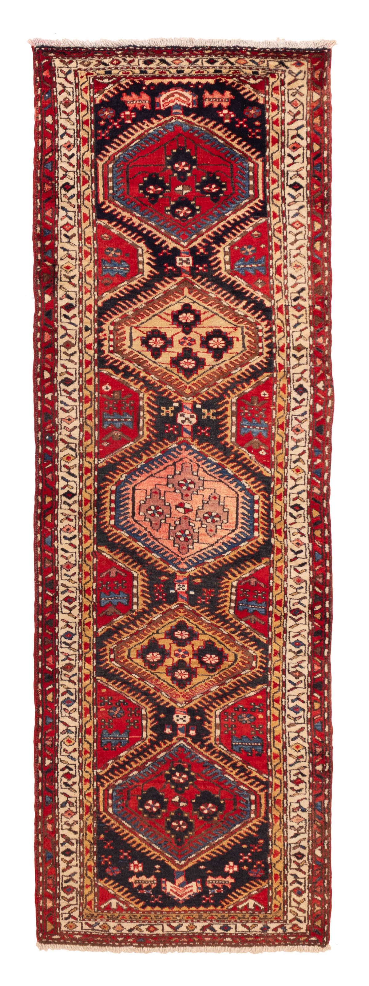 Vintage Hand-knotted Runner Rug 3’2″ x 10’0″ Traditional Oriental Wool Carpet