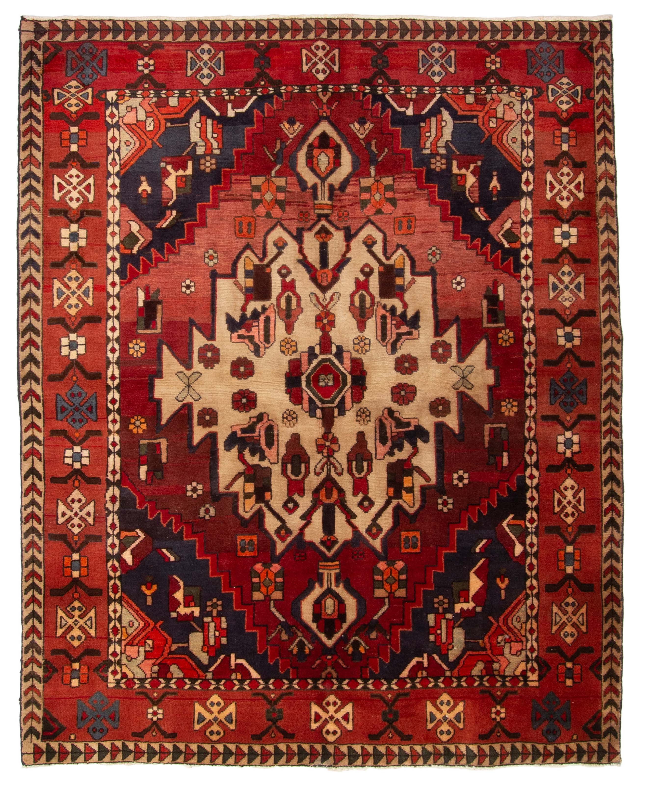 Vintage Traditional Hand-Knotted Area Rug 5’1″ x 6’5″ Oriental Wool Carpet