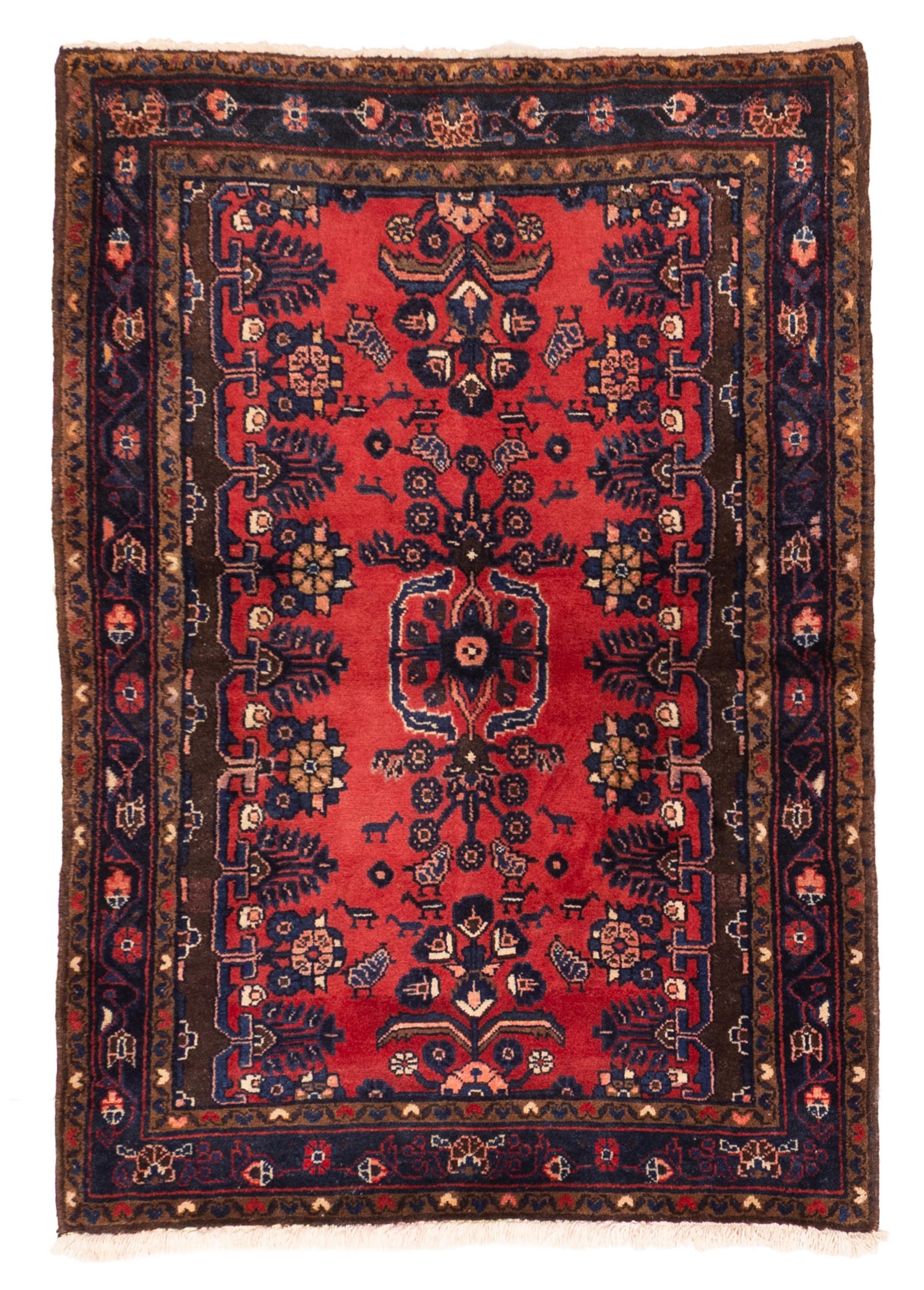 Vintage Traditional Hand-Knotted Area Rug 3’6″ x 5’0″ Oriental Wool Carpet