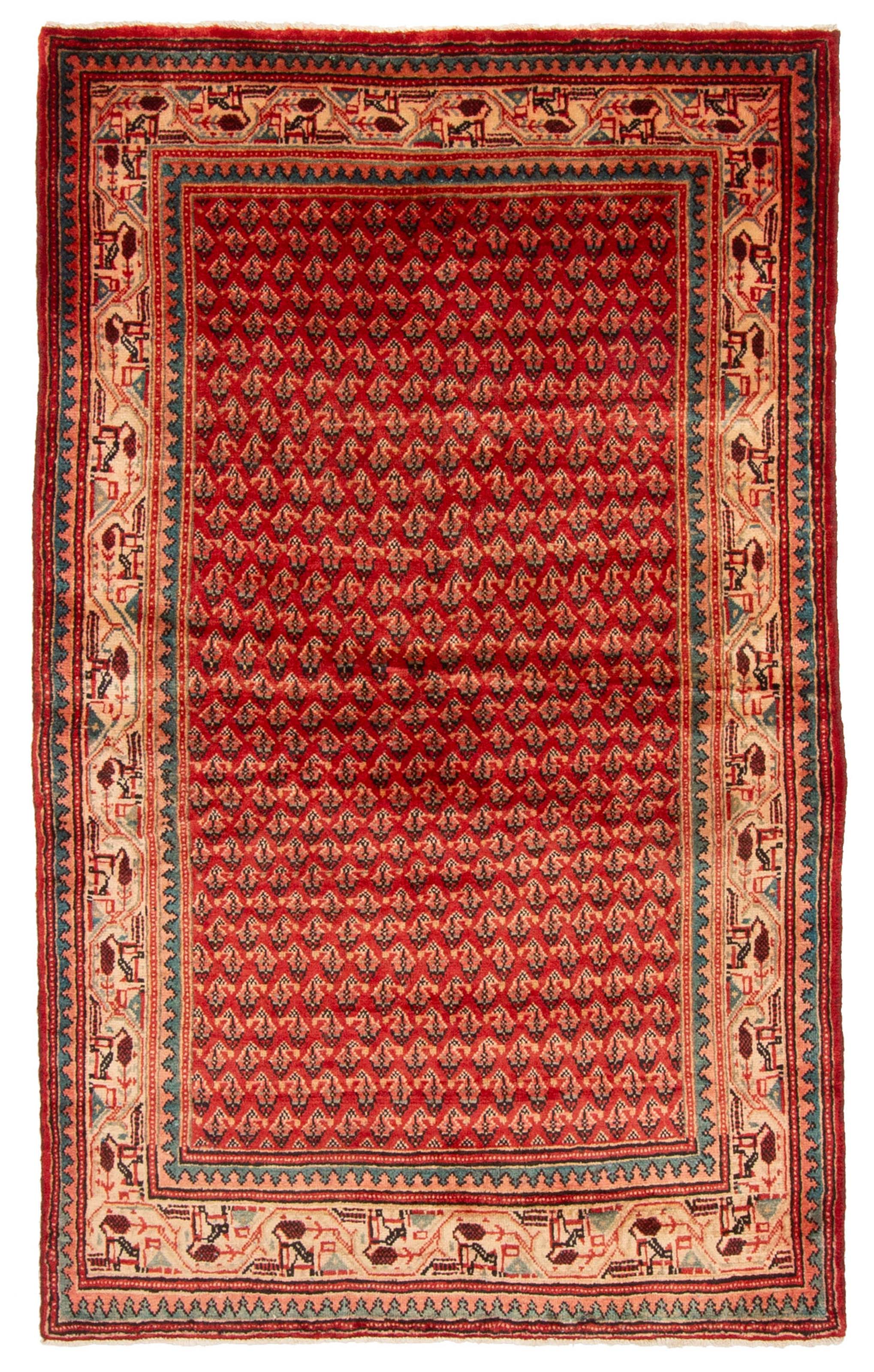 Vintage Traditional Hand-Knotted Area Rug 3’11” x 6’5″ Oriental Wool Carpet