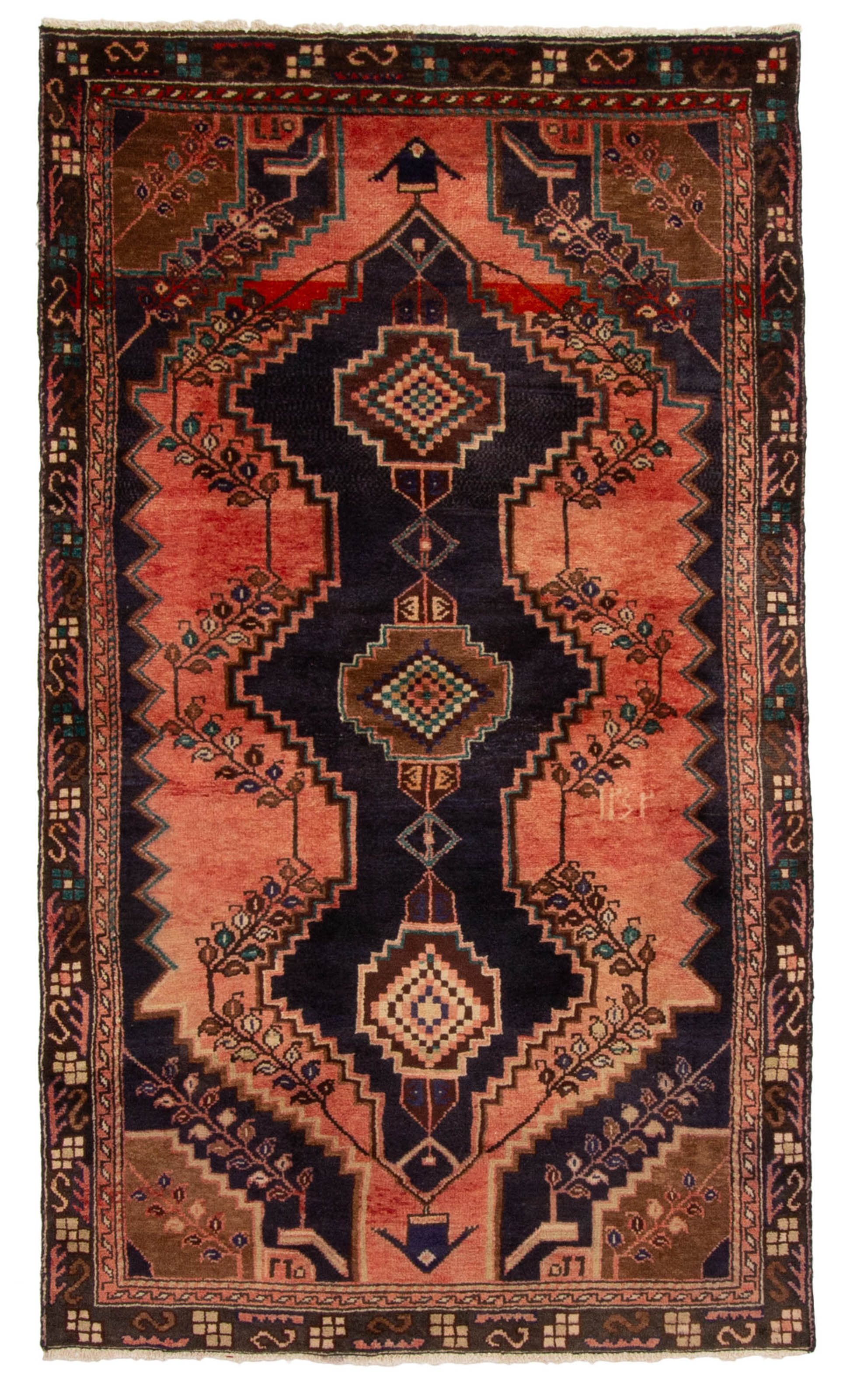 Vintage 3’9″ x 6’5″ Traditional Hand Knotted Vegetable Dye Wool Area Rug
