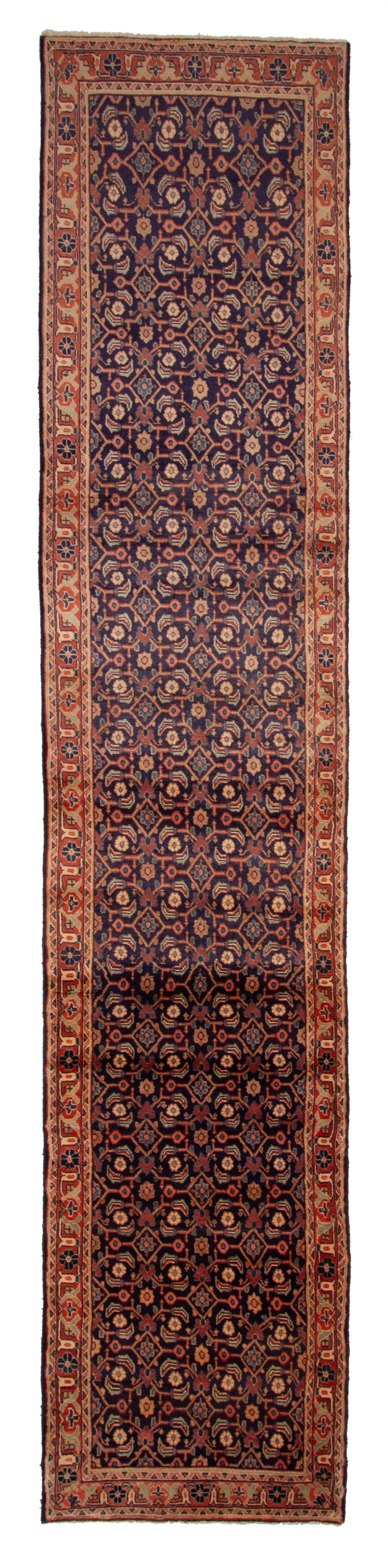 Vintage Hand-knotted Runner Rug 2’6″ x 13’1″ Traditional Oriental Wool Carpet