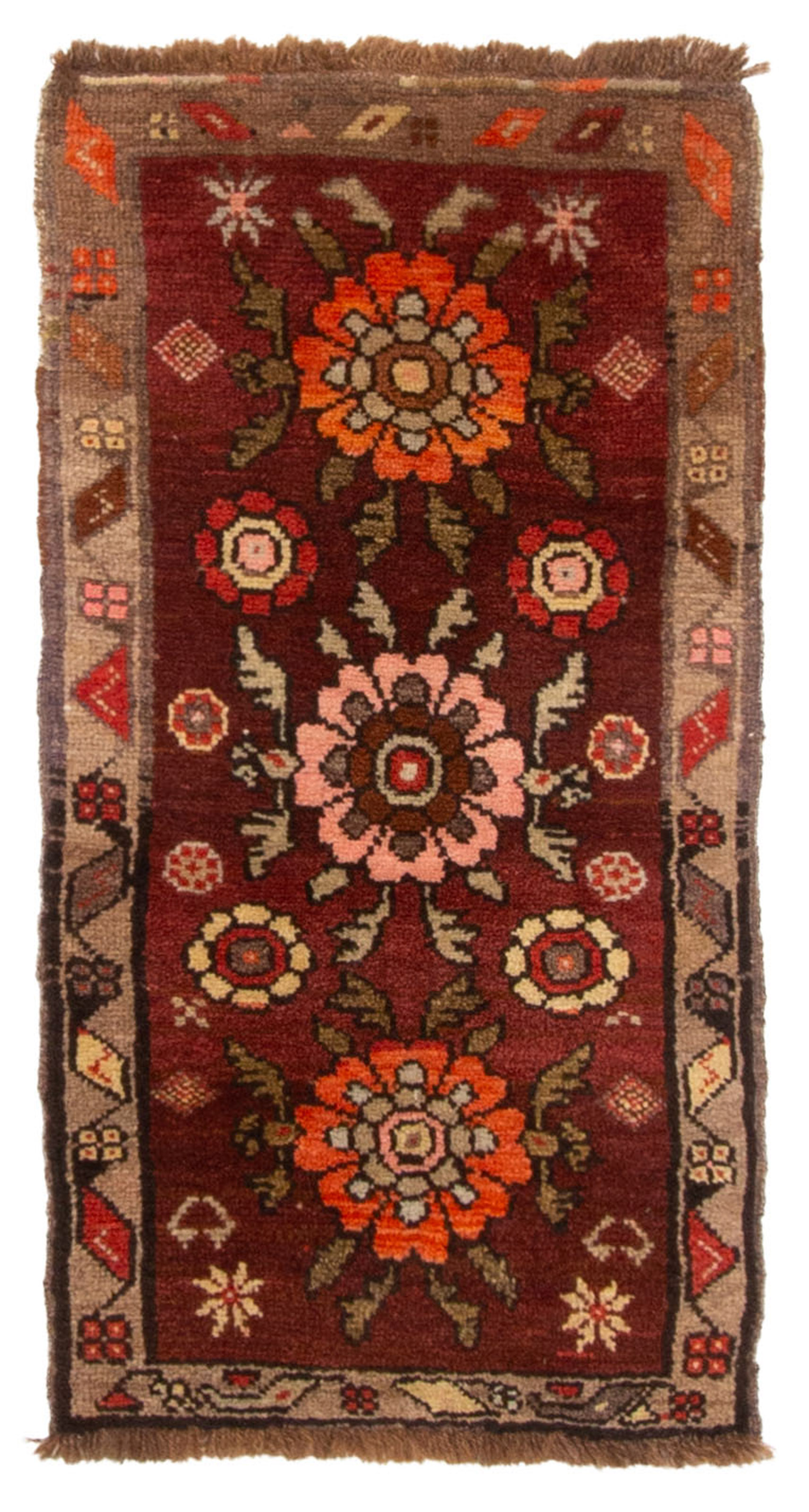 Vintage 2’0″ x 3’7″ Traditional Hand Knotted Vegetable Dye Wool Area Rug
