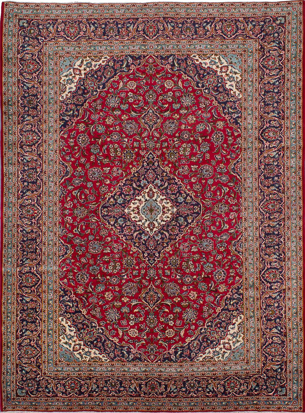 Tapis kashan 9'9" x 13'2" en laine