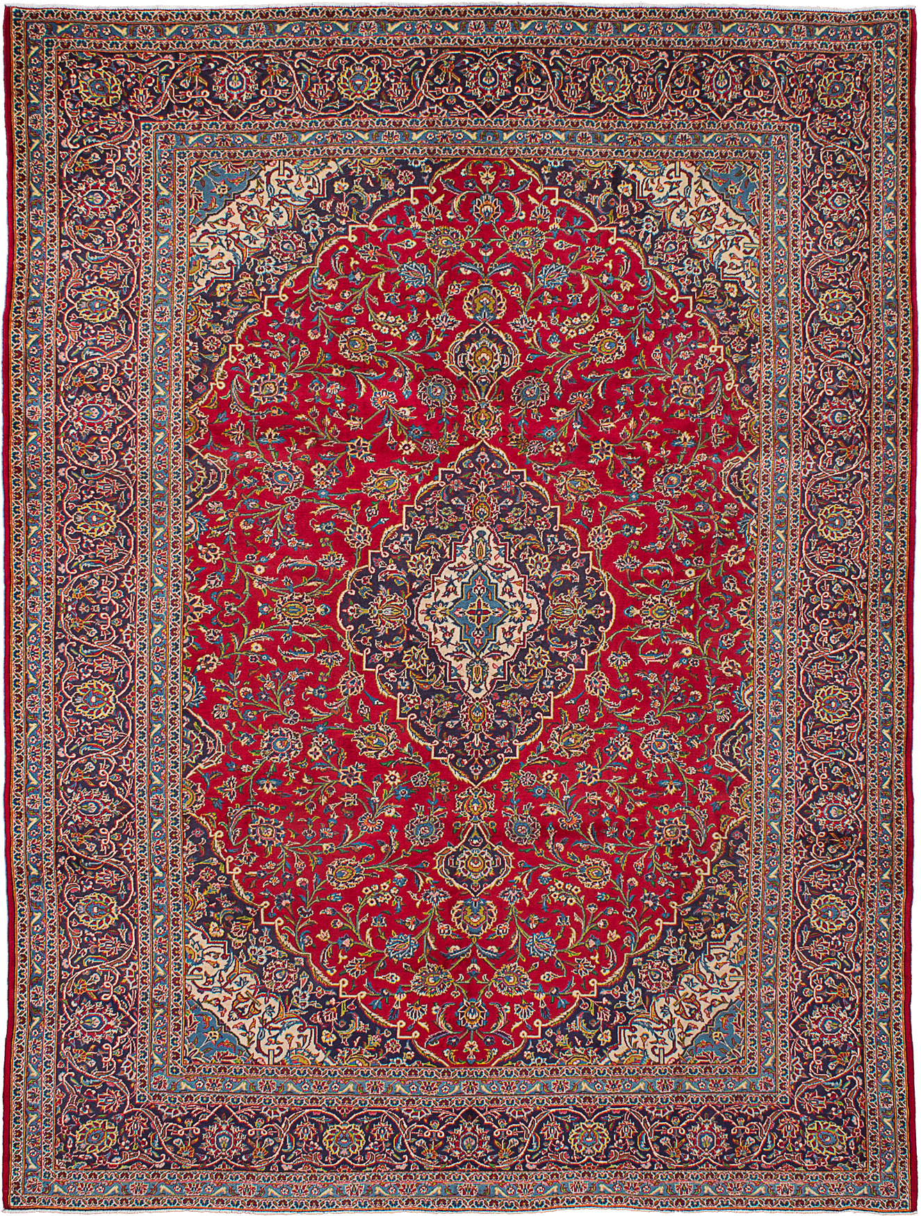 Tapis kashan 9'9" x 13'2" en laine
