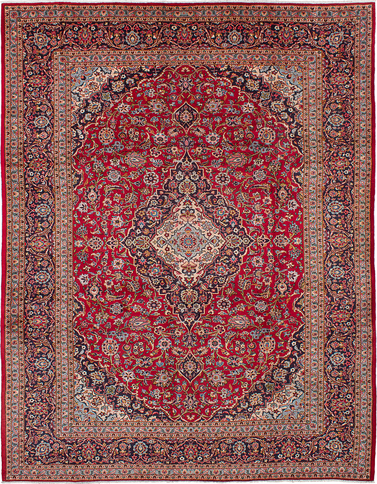 Tapis kashan 9'10" x 12'10" en laine